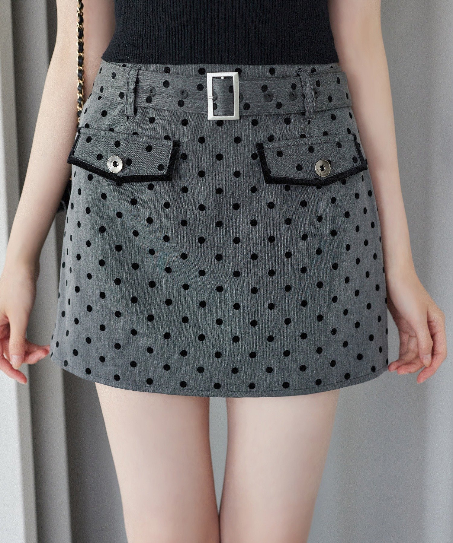 【ナイスクラップ/NICE CLAUP】の【即日発送】ベルト付ミニスカート インテリア・キッズ・メンズ・レディースファッション・服の通販 founy(ファニー) 　ファッション　Fashion　レディースファッション　Fashion for Women　スカート　Skirts　ミニスカート　Mini Skirts　ベルト&ウエストマーク　Belts & Waist Accessories　インディゴ　Indigo Denim　クロップド　Cropped, Short Length　スウェット / スエット　Sweatshirt, Sweatwear　ダウン　Down, Puffer　デニム　Denim, Jeans Material　トレンド　Trend, Trending Now　台形　A-Line, Trapezoid Shape　ブリーチ　Bleach, Washed Finish　ミニスカート　Mini Skirt, Short Skirt　おすすめ　Recommended / Our Picks　2025年　2025　2025-2026秋冬・A/W　Autumn/Winter 2025–26 AW25–26　ドット|ID: prp329100004730387 ipo3291000000034529143