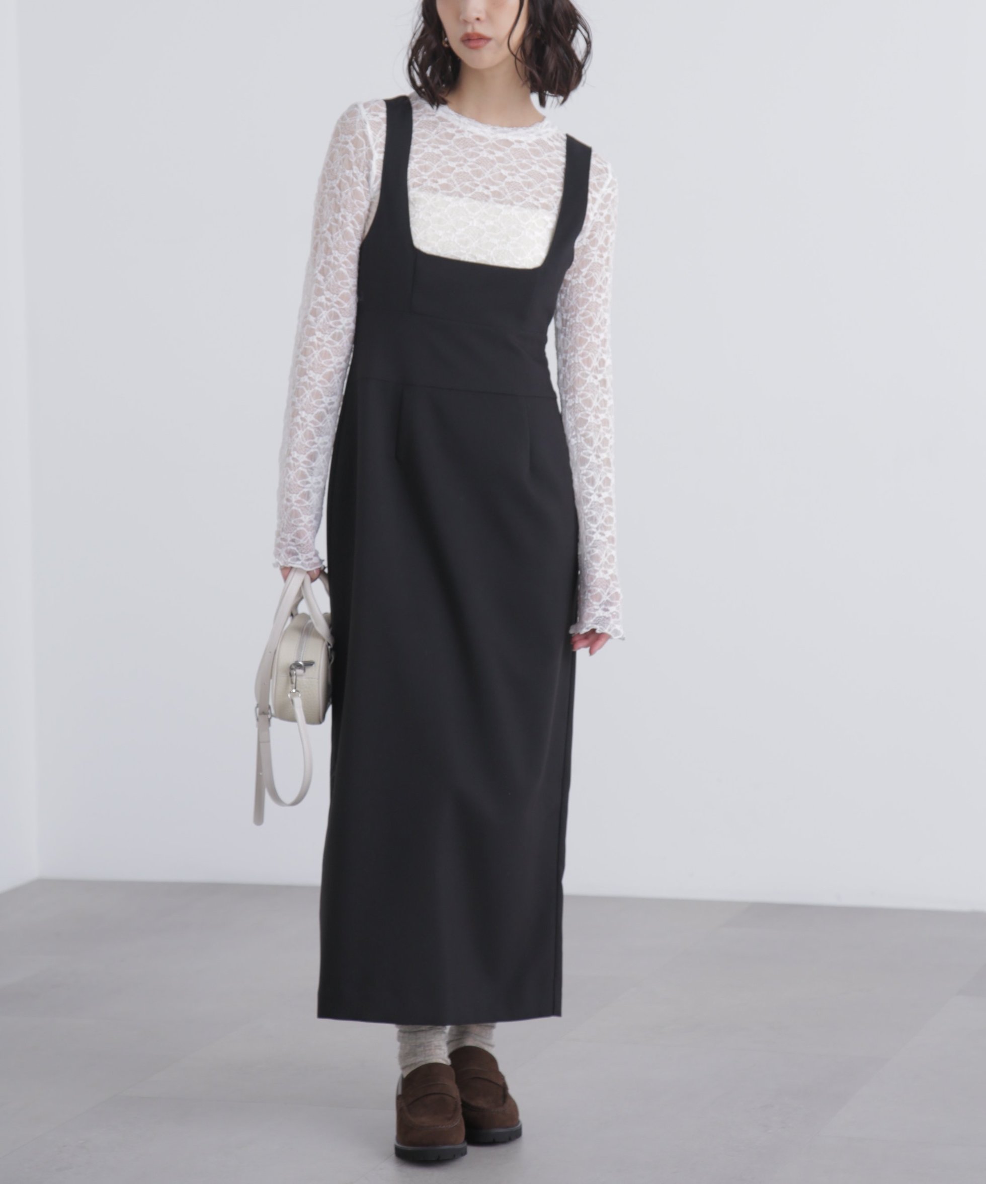 【フリーズマート/FREE'S MART】のスクープネックマキシジャンパースカート インテリア・キッズ・メンズ・レディースファッション・服の通販 founy(ファニー) 　ファッション　Fashion　レディースファッション　Fashion for Women　スカート　Skirts　クラシック　Classic, Timeless Style　ダブル　Double, Double-Breasted　フィット　Fit, Slim Fit　フリル　Frill, Ruffle　ベーシック　Basic, Essential　エレガント 上品　Elegant　ブラック|ID: prp329100004730544 ipo3291000000034928382