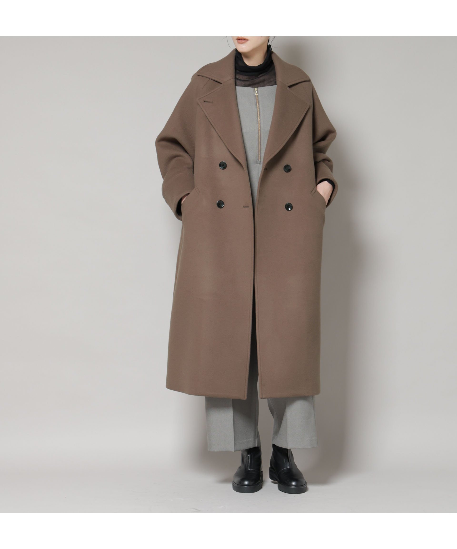 【ナノ ユニバース/nano universe】のWooLoop コクーンダブルコート インテリア・キッズ・メンズ・レディースファッション・服の通販 founy(ファニー) 　ファッション　Fashion　レディースファッション　Fashion for Women　アウター　Coat / Outerwear Collection　コート・ロングコート・ピーコート　Long Coats, Peacoats & More　エレガント 上品　Elegant　ショルダー　Shoulder, Shoulder Strap　シンプル　Simple, Minimal　スラックス　Slacks, Dress Pants　ダブル　Double, Double-Breasted　チェスターコート　Chester Coat, Long Coat　ドロップ　Drop Shoulder, Dropped Style　ボトム　Bottoms, Lower Wear　2025年　2025　2025-2026秋冬・A/W　Autumn/Winter 2025–26 AW25–26　モカ3|ID: prp329100004730581 ipo3291000000034524600