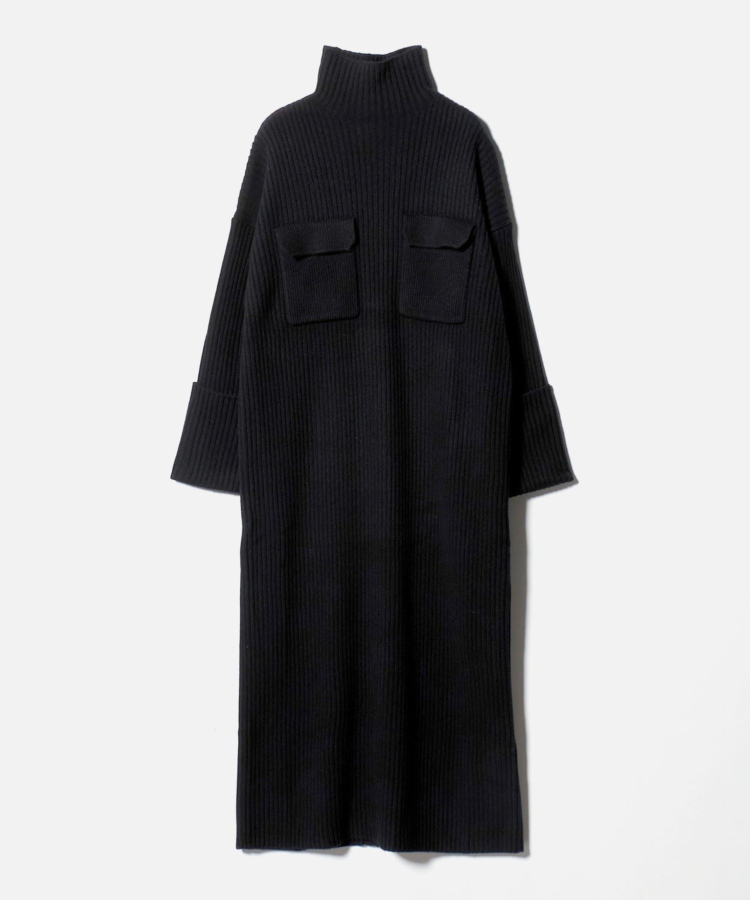 【ユナイテッドアローズ/UNITED ARROWS】のSACRA Wポケット タートル リブ ワンピース インテリア・キッズ・メンズ・レディースファッション・服の通販 founy(ファニー) 　ファッション　Fashion　レディースファッション　Fashion for Women　ワンピース　Dresses　カフス　Cuff Design　スリーブ　Sleeve, Long Sleeve / Short Sleeve　タートル　Turtleneck, Turtle Collar　フラップ　Flap, Flap Pocket　フロント　Front, Front Design　ポケット　Pocket, Pocket Detail　ロング　Long, Long-Length　ワイド　Wide, Wide Fit　BLACK|ID: prp329100004730598 ipo3291000000034171885