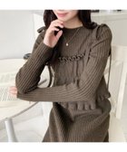 【モーメントプラス/moment+ / MEN】のシャーリングギャザーリボンキャミ+ニットワンピースセット ブラウン|ID: prp329100004730642 ipo3291000000034937193