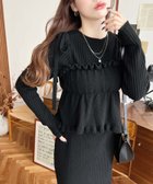 【モーメントプラス/moment+ / MEN】のシャーリングギャザーリボンキャミ+ニットワンピースセット ブラック|ID: prp329100004730642 ipo3291000000034937195