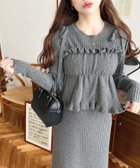 【モーメントプラス/moment+ / MEN】のシャーリングギャザーリボンキャミ+ニットワンピースセット チャコールグレー|ID: prp329100004730642 ipo3291000000035161094