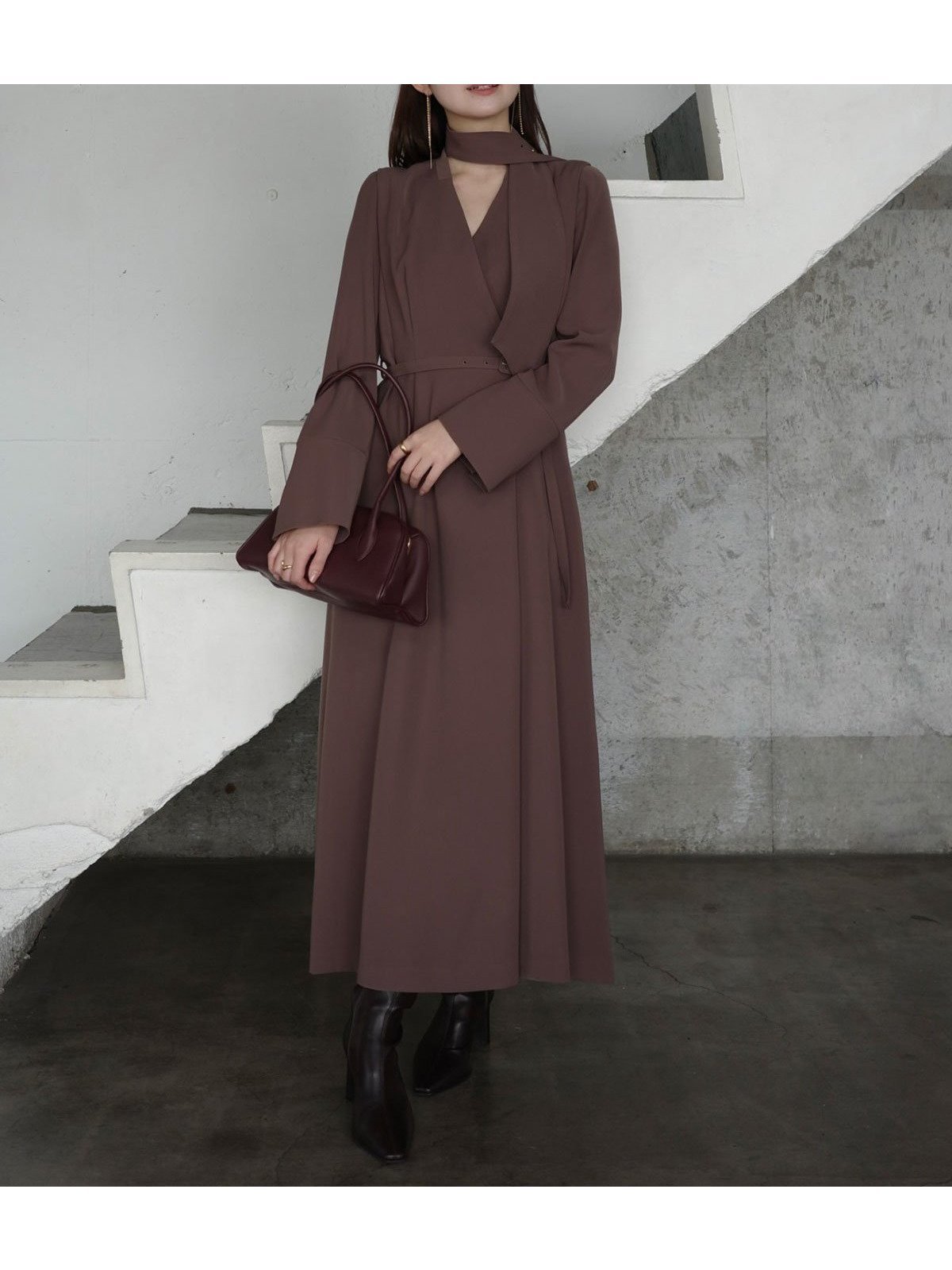 【アニュアンス/anuans】のダブルサテンクラシカルワンピース インテリア・キッズ・メンズ・レディースファッション・服の通販 founy(ファニー)  ファッション Fashion レディースファッション Fashion for Women ワンピース Dresses アクセサリー Fashion Accessories クラシカル Classical, Vintage-Inspired シューズ Shoes, Footwear スカーフ Scarf, Neckwear フォーマル Formal, Dressy エレガント 上品 Elegant 定番 Standard, Basic Item KHAKI BROWN|ID: prp329100004730689 ipo3291000000034247789