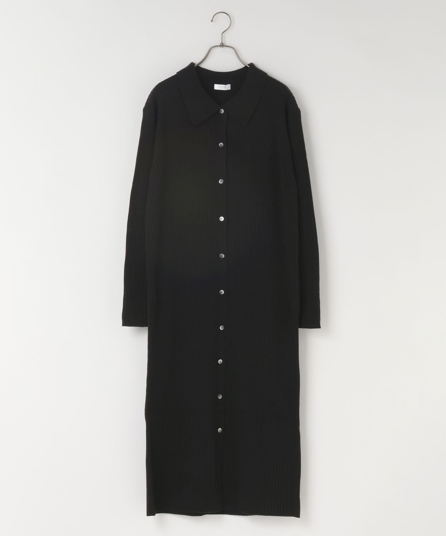 【ローリーズファーム/LOWRYS FARM】のマエボタンエリニットワンピース インテリア・キッズ・メンズ・レディースファッション・服の通販 founy(ファニー) 　ファッション　Fashion　レディースファッション　Fashion for Women　ワンピース　Dresses　ニットワンピース　Knit Dresses　おすすめ　Recommended / Our Picks　アクリル　Acrylic Material　デニム　Denim, Jeans Material　トレンド　Trend, Trending Now　フロント　Front, Front Design　ブラック09|ID: prp329100004730761 ipo3291000000034172537