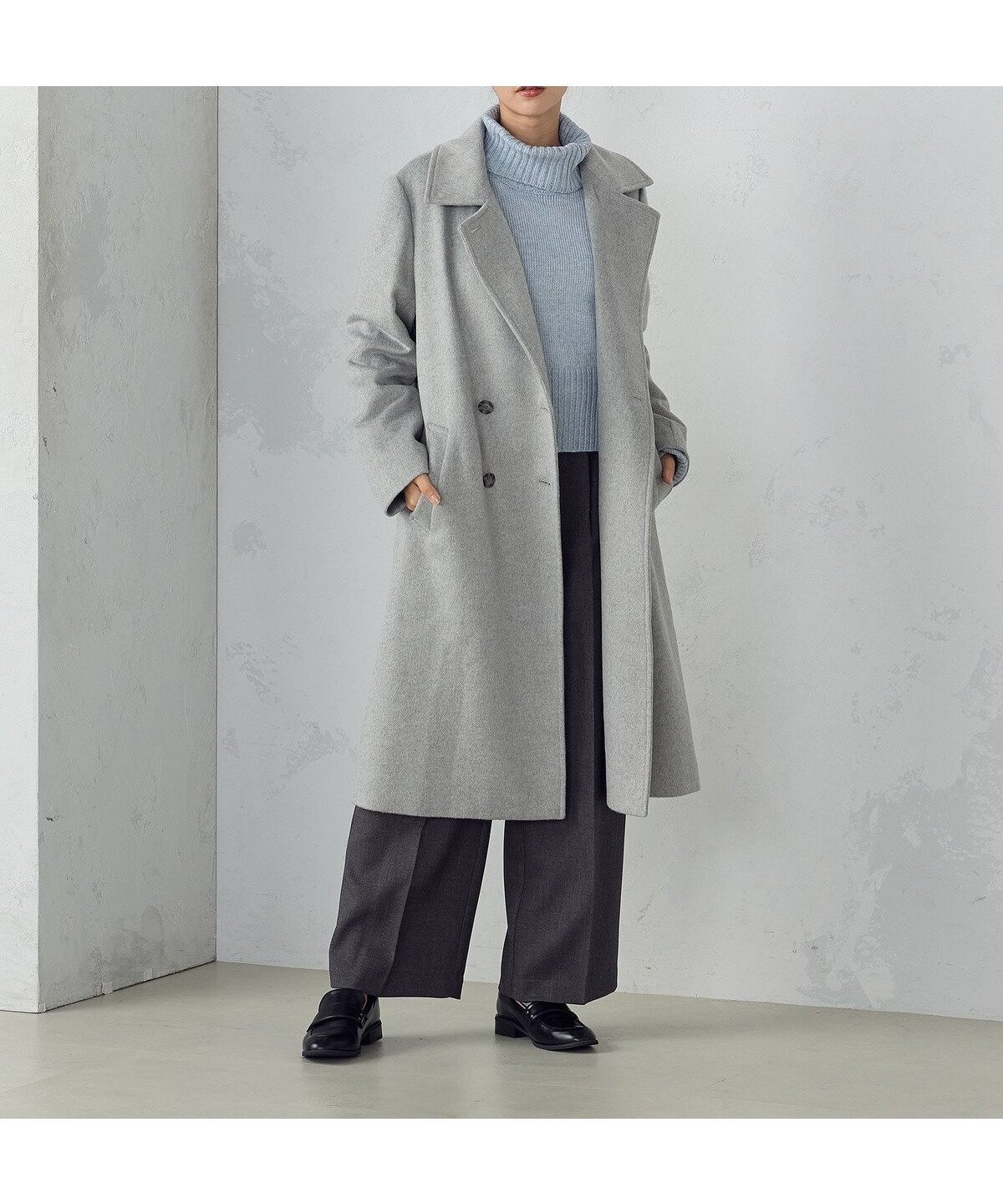 【コムサイズム/COMME CA ISM】のウール混ビーバー ロングチェスターコート インテリア・キッズ・メンズ・レディースファッション・服の通販 founy(ファニー) 　ファッション　Fashion　レディースファッション　Fashion for Women　アウター　Coat / Outerwear Collection　コート・ロングコート・ピーコート　Long Coats, Peacoats & More　チェスターコート・ロング丈アウター　Chester Coats / Chesterfield Long Coats　シンプル　Simple, Minimal　ダブル　Double, Double-Breasted　チェスター　Chester, Chester Coat　トレンド　Trend, Trending Now　ベーシック　Basic, Essential　マニッシュ　Mannish, Boyish　グレー|ID: prp329100004730801 ipo3291000000034172678