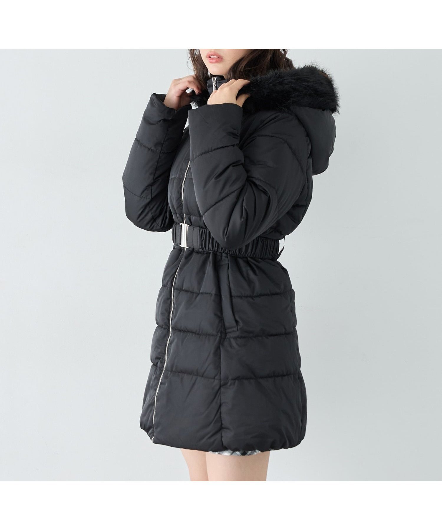 【イング/INGNI】のファー+フード付ウエストベルトエコダウンコート インテリア・キッズ・メンズ・レディースファッション・服の通販 founy(ファニー) 　ファッション　Fashion　レディースファッション　Fashion for Women　アウター　Coat / Outerwear Collection　コート・ロングコート・ピーコート　Long Coats, Peacoats & More　ダウンジャケット・軽量ダウン　Warm & Lightweight Down Jackets　ベルト&ウエストマーク　Belts & Waist Accessories　ガーリー　Girly, Feminine Style　ダウン　Down, Puffer　デニム　Denim, Jeans Material　トレンド　Trend, Trending Now　ボトム　Bottoms, Lower Wear　ロング　Long, Long-Length　冬　Winter / This Winter　軽量　Lightweight, Ultra Light　防寒　Cold Protection, Winter-Ready　クロ|ID: prp329100004730842 ipo3291000000034663680