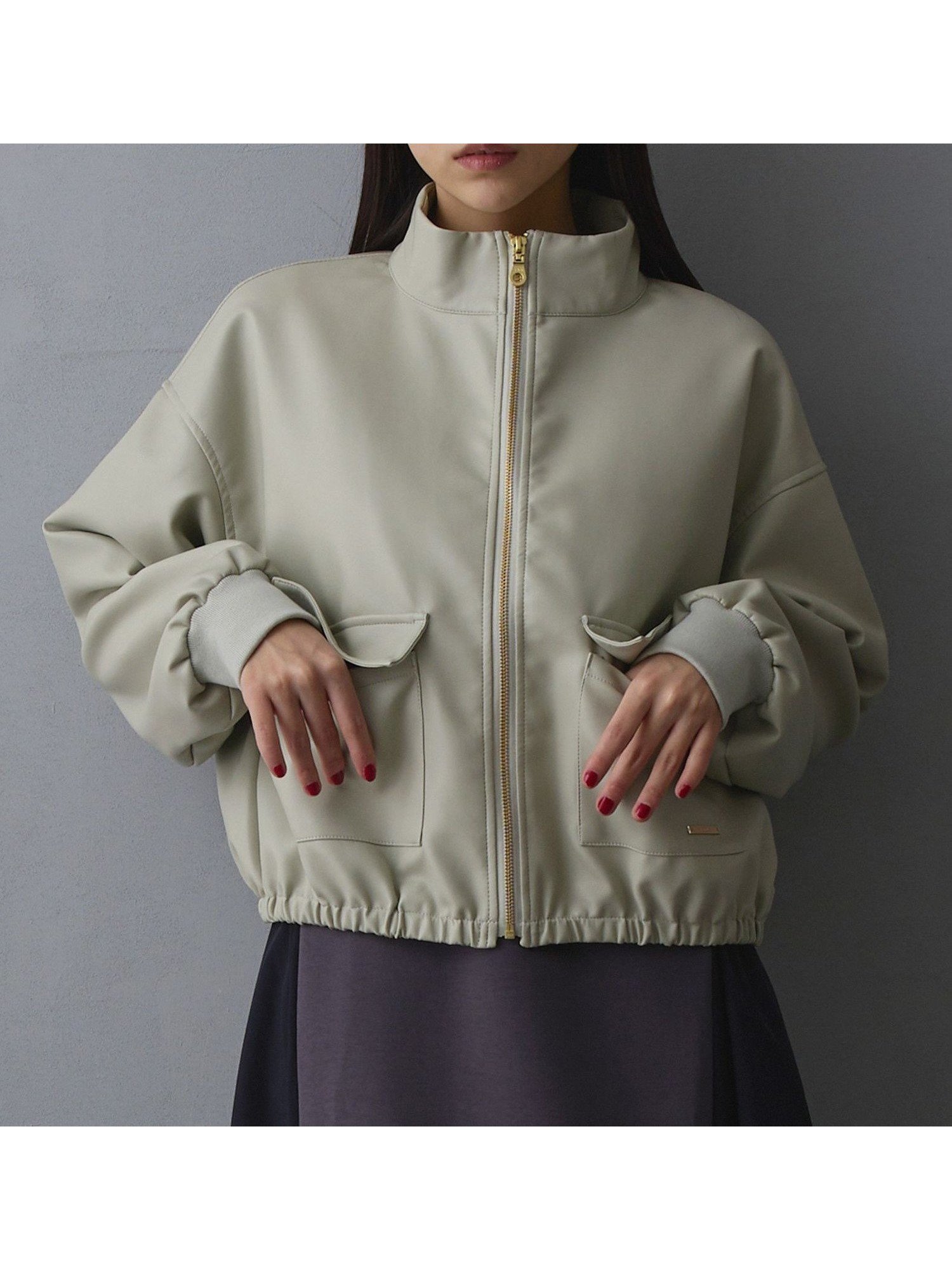 【ニコル クラブ/NICOLE CLUB】のスタンドドロストブルゾン インテリア・キッズ・メンズ・レディースファッション・服の通販 founy(ファニー) 　ファッション　Fashion　レディースファッション　Fashion for Women　アウター　Coat / Outerwear Collection　ブルゾンジャケット・スポーティアウター　Blouson Jackets　ショート　Short, Short Length　スタンド　Stand Collar, Upright Stand　スマート　Smart, Elegant　デニム　Denim, Jeans Material　トレンド　Trend, Trending Now　バランス　Balance, Style Balance　フェイクレザー　Faux Leather, PU Leather　ブルゾン　Blouson, Bomber Jacket　エレガント 上品　Elegant　46カーキ|ID: prp329100004730906 ipo3291000000034173086