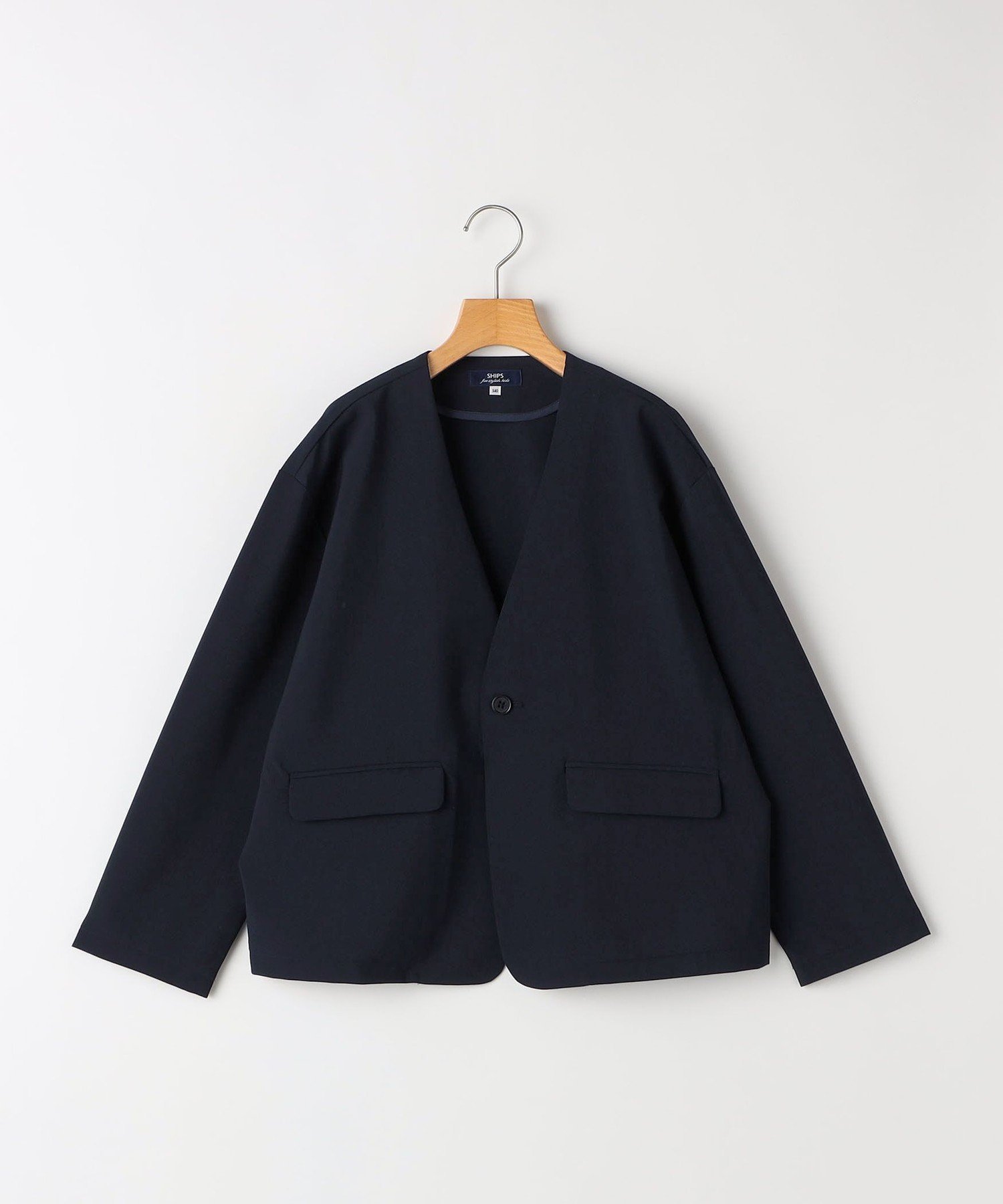 【シップス/SHIPS / KIDS】のSHIPS KIDS 140~160cm / セレモニー ノーカラー ジャケット インテリア・キッズ・メンズ・レディースファッション・服の通販 founy(ファニー) 　ファッション　Fashion　キッズファッション　Fashion for Kids　アウター　Coat Outerwear /Kids　オケージョン　Occasion Wear　軽量　Lightweight, Ultra Light　ジャケット　Jacket, Outerwear　スウェット / スエット　Sweatshirt, Sweatwear　ストレッチ　Stretch, Stretchy Fabric　セットアップ　Set-Up, Coordinated Outfit　リラックス　Relax, Relaxed Fit　エレガント 上品　Elegant　セレモニー　Ceremony　ネイビー|ID: prp329100004730933 ipo3291000000034173175