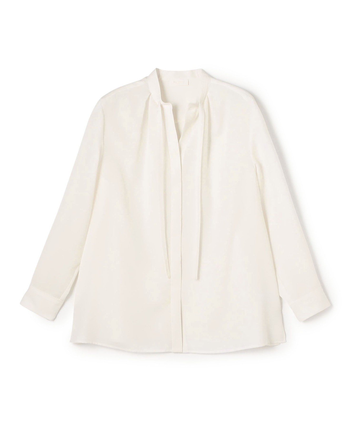 【トゥモローランド/TOMORROWLAND】のスムースサテン ストリングネックブラウス インテリア・キッズ・メンズ・レディースファッション・服の通販 founy(ファニー) 　ファッション　Fashion　レディースファッション　Fashion for Women　トップス・カットソー　Cut & Sew Tops　シャツ・ブラウス・オフィスカジュアル　Elegant Blouses & Button-Ups　おすすめ　Recommended / Our Picks　インナー　Innerwear　カーディガン　Cardigan, Knitwear　サテン　Satin, Glossy Fabric　ジャケット　Jacket, Outerwear　ストレート　Straight, Straight Cut　スリーブ　Sleeve, Long Sleeve / Short Sleeve　ビジネス 仕事 通勤　Business / Work / Commuting　リボン　Ribbon, Bow　11 ホワイト|ID: prp329100004730979 ipo3291000000035049973