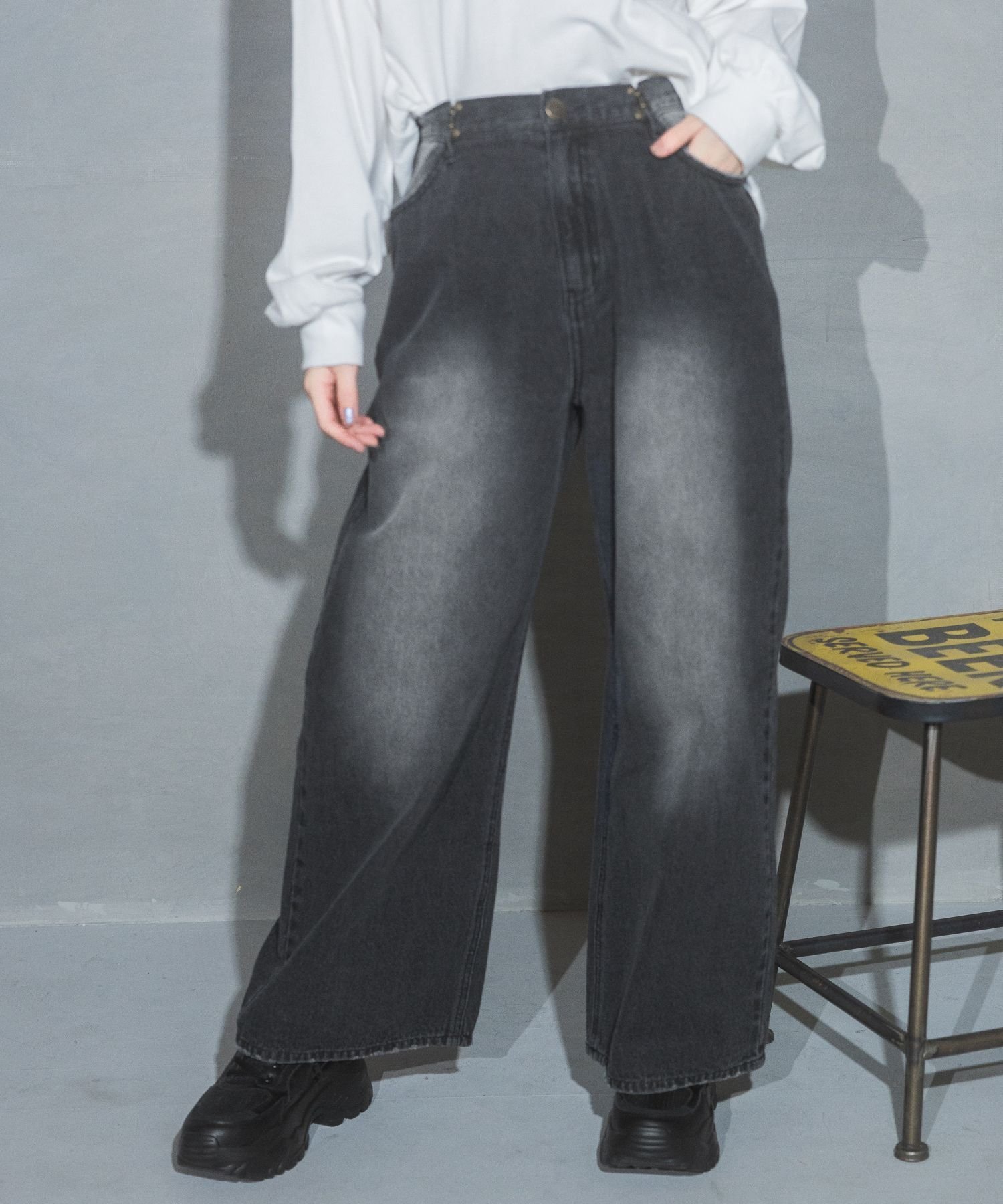 【レピピアルマリオ/repipi armario / KIDS】の【NEW!】ホックデニムワイドパンツ インテリア・キッズ・メンズ・レディースファッション・服の通販 founy(ファニー) ファッション Fashion キッズファッション Fashion for Kids ボトムス Bottoms 厚底 Platform Shoes 今季 This Season, Current Season ショート Short, Short Length スウェット / スエット Sweatshirt, Sweatwear スニーカー Sneakers, Trainers デニム Denim, Jeans Material トレンド Trend, Trending Now 定番 Standard, Basic Item バランス Balance, Style Balance パーカー Hoodie, Parka ルーズ Loose, Oversized ロング Long, Long-Length ワイド Wide, Wide Fit ブラックブラスト09|ID: prp329100004731005 ipo3291000000035024645