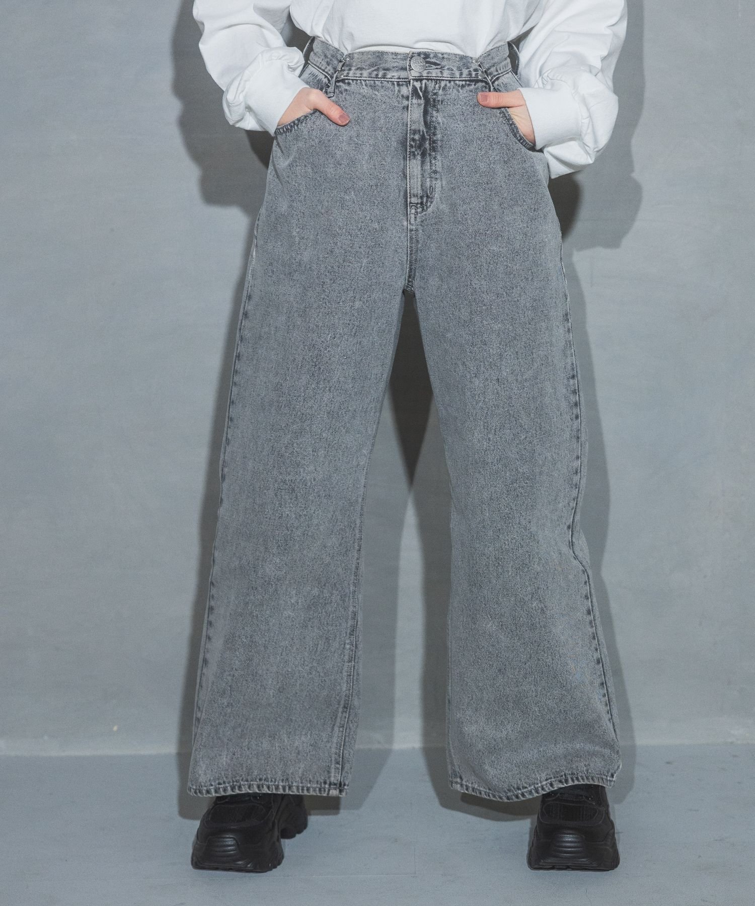 【レピピアルマリオ/repipi armario / KIDS】の【NEW!】ホックデニムワイドパンツ インテリア・キッズ・メンズ・レディースファッション・服の通販 founy(ファニー) ファッション Fashion キッズファッション Fashion for Kids ボトムス Bottoms 厚底 Platform Shoes 今季 This Season, Current Season ショート Short, Short Length スウェット / スエット Sweatshirt, Sweatwear スニーカー Sneakers, Trainers デニム Denim, Jeans Material トレンド Trend, Trending Now 定番 Standard, Basic Item バランス Balance, Style Balance パーカー Hoodie, Parka ルーズ Loose, Oversized ロング Long, Long-Length ワイド Wide, Wide Fit グレー15|ID: prp329100004731005 ipo3291000000035024647