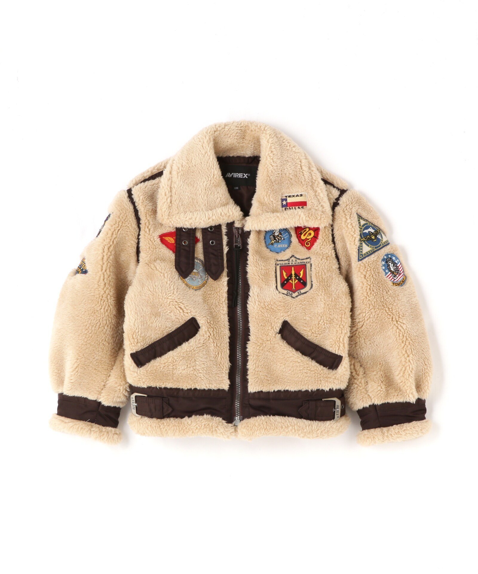 【アヴィレックス/AVIREX / KIDS】の《KIDS / キッズ》RETORO BOA B-3 TOPGUN / レトロボア B-3 トップガン / AVIREX / アヴィレックス インテリア・キッズ・メンズ・レディースファッション・服の通販 founy(ファニー) 　ファッション　Fashion　キッズファッション　Fashion for Kids　ジャケット　Jacket, Outerwear　スペシャル　Special, Limited Edition　ツイル　Twist, Twisted Detail　パッチ　Patch, Appliqué　防寒　Cold Protection, Winter-Ready　ミリタリー　Military, Army Style　ベージュ|ID: prp329100004731020 ipo3291000000034173514