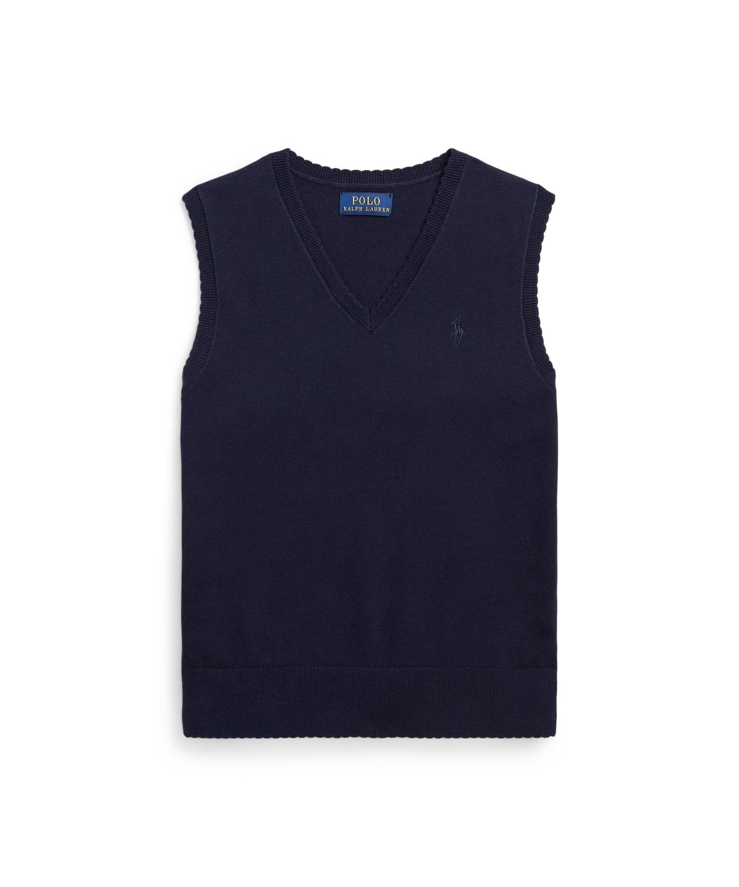 【ラルフローレン/RALPH LAUREN / KIDS】の(ガールズ 7才~16才)スカラップド コットン セーター ベスト インテリア・キッズ・メンズ・レディースファッション・服の通販 founy(ファニー) 　ファッション　Fashion　キッズファッション　Fashion for Kids　スカラップ　Scallop, Scalloped Edge　セーター　Sweater, Knitwear　定番　Standard, Basic Item　ベスト　Vest, Waistcoat　リブニット　Rib Knit, Ribbed Knit　410ネイビー|ID: prp329100004731021 ipo3291000000034173516