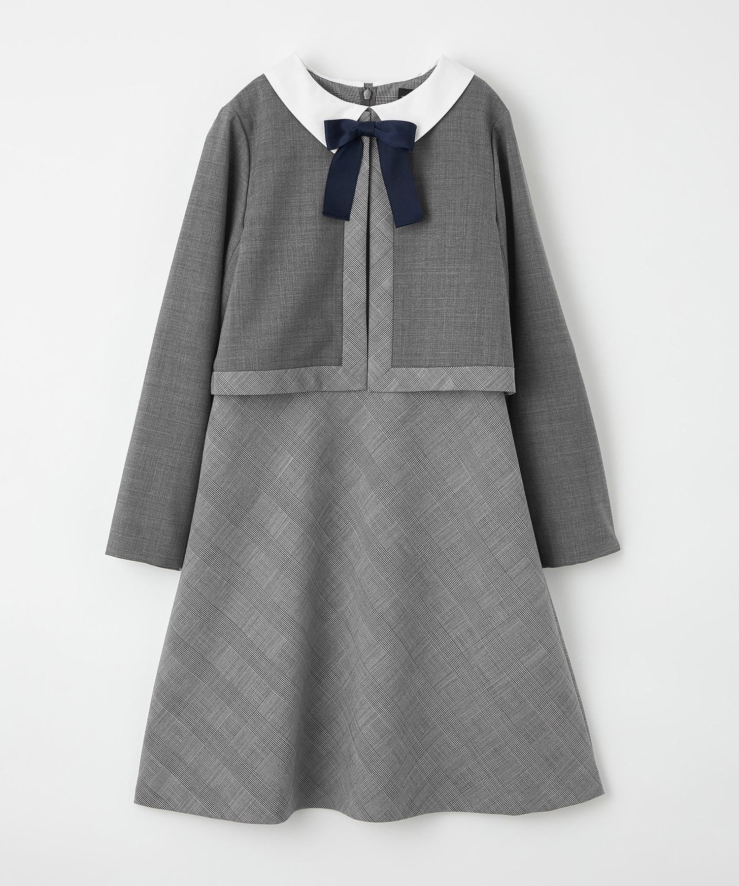 【ユナイテッドアローズ/UNITED ARROWS / KIDS】のT/W グレンチェックワンピース*ボレロ セット インテリア・キッズ・メンズ・レディースファッション・服の通販 founy(ファニー) 　ファッション　Fashion　キッズファッション　Fashion for Kids　ワンピース　Dresses　オケージョン　Occasion Wear　カフス　Cuff Design　セットアップ　Set-Up, Coordinated Outfit　チェック　Check, Plaid, Tartan　フォーマル　Formal, Dressy　フレア　Flare, Flared　ボレロ　Bolero, Short Cardigan　リボン　Ribbon, Bow　アウトレット　Outlet / Clearance　セレモニー　Ceremony　入学式　Entrance Ceremony　卒業式　Graduation Ceremony　MD.GRAY|ID: prp329100004731062 ipo3291000000034624196