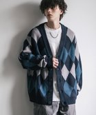 【ロッキーモンロー/Rocky Monroe】のオーバーサイズ 総柄Vネックニットカーディガン A-2.グレーブルー|ID: prp329100004731154 ipo3291000000034730505