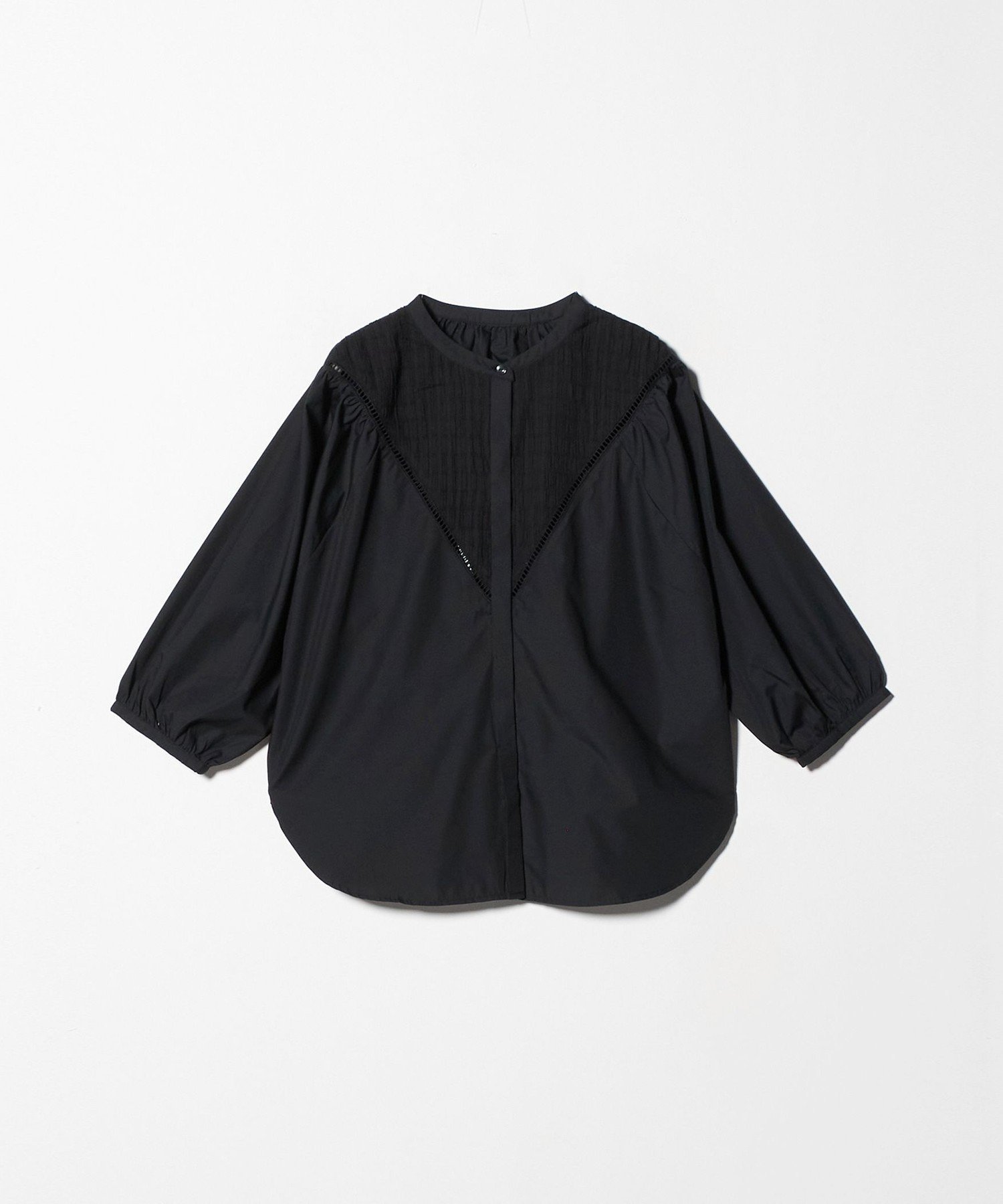 【ユナイテッドアローズ/UNITED ARROWS】のジャガード ブザム バンドカラーシャツ A DAY IN THE LIFE インテリア・キッズ・メンズ・レディースファッション・服の通販 founy(ファニー) 　ファッション　Fashion　レディースファッション　Fashion for Women　トップス・カットソー　Cut & Sew Tops　シャツ・ブラウス・オフィスカジュアル　Elegant Blouses & Button-Ups　ギャザー　Gathered, Ruffled　クラシカル　Classical, Vintage-Inspired　クラシック　Classic, Timeless Style　デニム　Denim, Jeans Material　トレンド　Trend, Trending Now　定番　Standard, Basic Item　バランス　Balance, Style Balance　フロント　Front, Front Design　無地　Plain, Solid Color　レース　Lace, Lace Fabric　ロング　Long, Long-Length　アウトレット　Outlet / Clearance　ビジネス 仕事 通勤　Business / Work / Commuting　BLACK|ID: prp329100004731301 ipo3291000000034268270