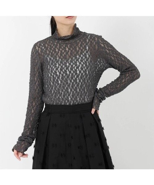 【ストロベリーフィールズ/STRAWBERRY FIELDS】のシュリンクレースハイネックプルオーバー 人気、トレンドファッション・服の通販 founy(ファニー) 　ファッション　Fashion　レディースファッション　Fashion for Women　トップス・カットソー　Cut & Sew Tops　カジュアルプルオーバー・ニットトップス　Pullovers & Knit Tops / Casual Pullovers　 other-1|ID: prp329100004731340 ipo3291000000034520072