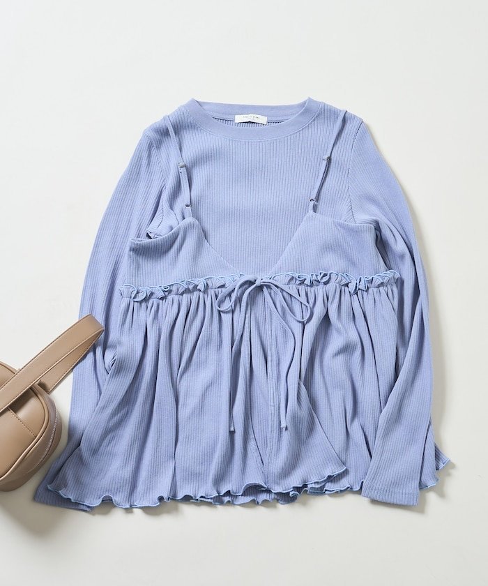 【フリークスストア/FREAK'S STORE】の【セットアイテム】アーミーリブ 2WAYビスチェセット ロンT 25AW インテリア・キッズ・メンズ・レディースファッション・服の通販 founy(ファニー) ファッション Fashion レディースファッション Fashion for Women トップス・カットソー Cut & Sew Tops ロングTシャツ・Tシャツ Longline T-Shirts & Tees ビスチェ Bustiers & Corset Tops / Layered Bustier Style 2025年 2025 2025-2026秋冬・A/W Autumn/Winter 2025–26 AW25–26 冬 Winter / This Winter おすすめ Recommended / Our Picks キャミソール Camisole, Spaghetti Strap Top スリーブ Sleeve, Long Sleeve / Short Sleeve ロング Long, Long-Length A/W・秋冬 Autumn/Winter ブルー|ID: prp329100004731397 ipo3291000000034822398