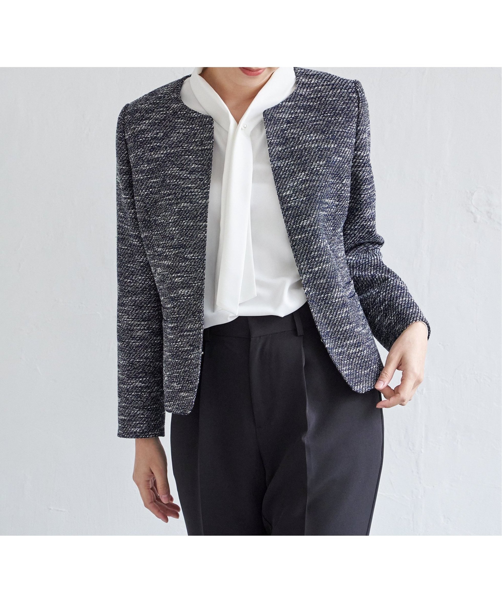 【イッカ/ikka】の【フォーマル対応】ファンシーツイードジャケット インテリア・キッズ・メンズ・レディースファッション・服の通販 founy(ファニー) 　ファッション　Fashion　レディースファッション　Fashion for Women　アウター　Coat / Outerwear Collection　レディースジャケット・軽アウター　Jackets　おすすめ　Recommended / Our Picks　シンプル　Simple, Minimal　セレモニー　Ceremony　ツイード　Twill, Twill Weave　フォーマル　Formal, Dressy　ポケット　Pocket, Pocket Detail　ラウンド　Round, Round Neck　エレガント 上品　Elegant　ネイビーブルー|ID: prp329100004731481 ipo3291000000035196023