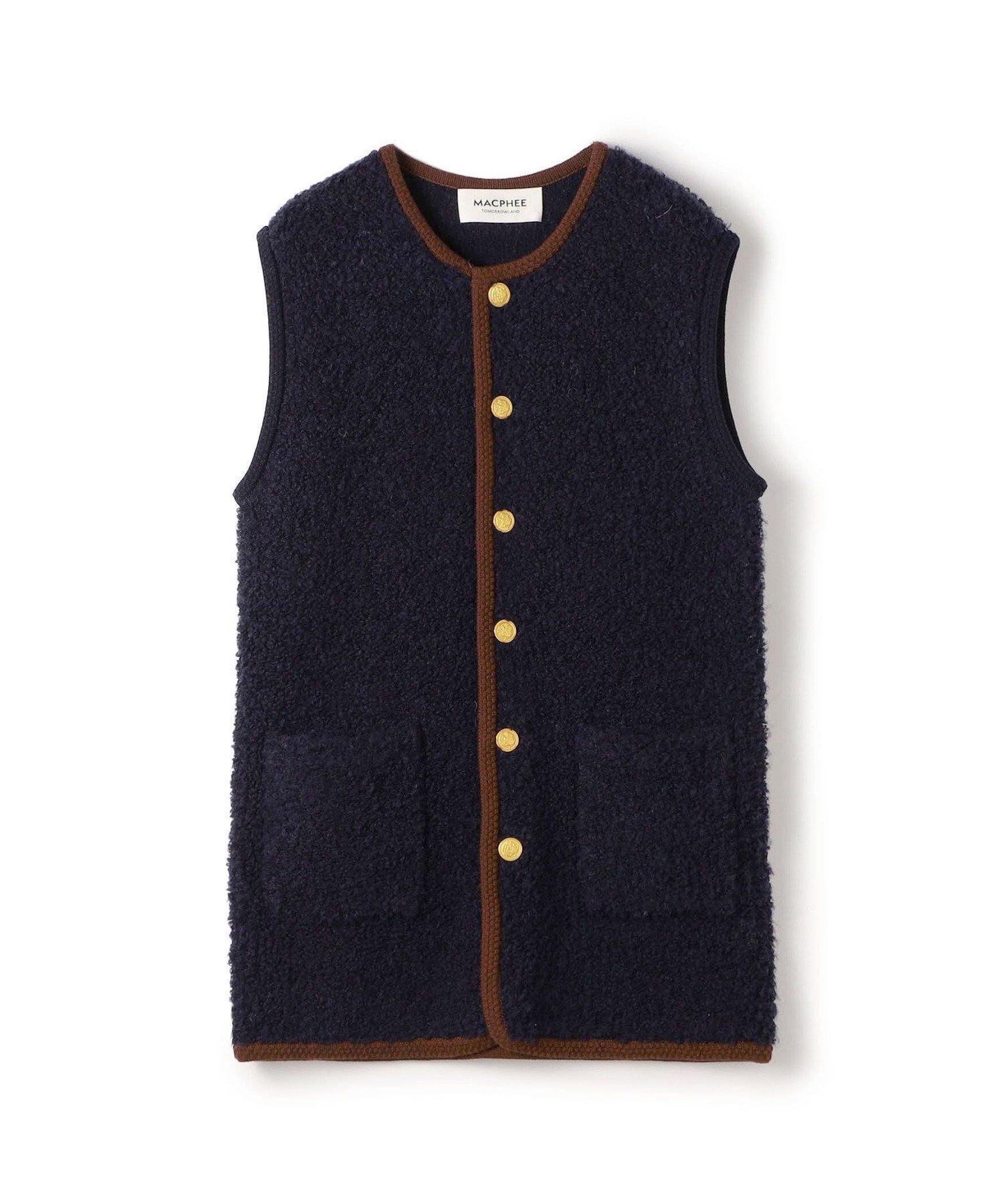 【トゥモローランド/TOMORROWLAND】のムートン ロングジレ インテリア・キッズ・メンズ・レディースファッション・服の通販 founy(ファニー) 　ファッション　Fashion　レディースファッション　Fashion for Women　アウター　Coat / Outerwear Collection　トップス・カットソー　Cut & Sew Tops　ベスト&ジレ / 重ね着スタイル　Vests & Gilets　クラシカル　Classical, Vintage-Inspired　スリーブ　Sleeve, Long Sleeve / Short Sleeve　定番　Standard, Basic Item　バランス　Balance, Style Balance　ムートン　Shearling, Mouton　ループ　Loop, Loop Knit　おすすめ　Recommended / Our Picks　2025年　2025　2025-2026秋冬・A/W　Autumn/Winter 2025–26 AW25–26　68 ネイビー系|ID: prp329100004731506 ipo3291000000034240173