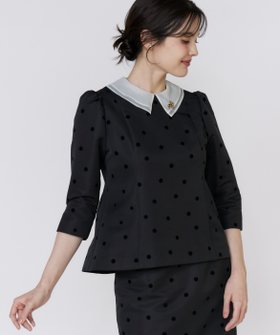 【マーリエ ル カセット/Maglie le cassetto】の《M Maglie le cassetto》ドットフロッキーシアー付け衿ブラウス 人気、トレンドファッション・服の通販 founy(ファニー) ファッション Fashion レディースファッション Fashion for Women トップス・カットソー Cut & Sew Tops シャツ・ブラウス・オフィスカジュアル Elegant Blouses & Button-Ups オーガンジー Organza Fabric グログラン Grosgrain, Grosgrain Ribbon スマート Smart, Elegant セットアップ Set-Up, Coordinated Outfit エレガント 上品 Elegant |ID:prp329100004731513