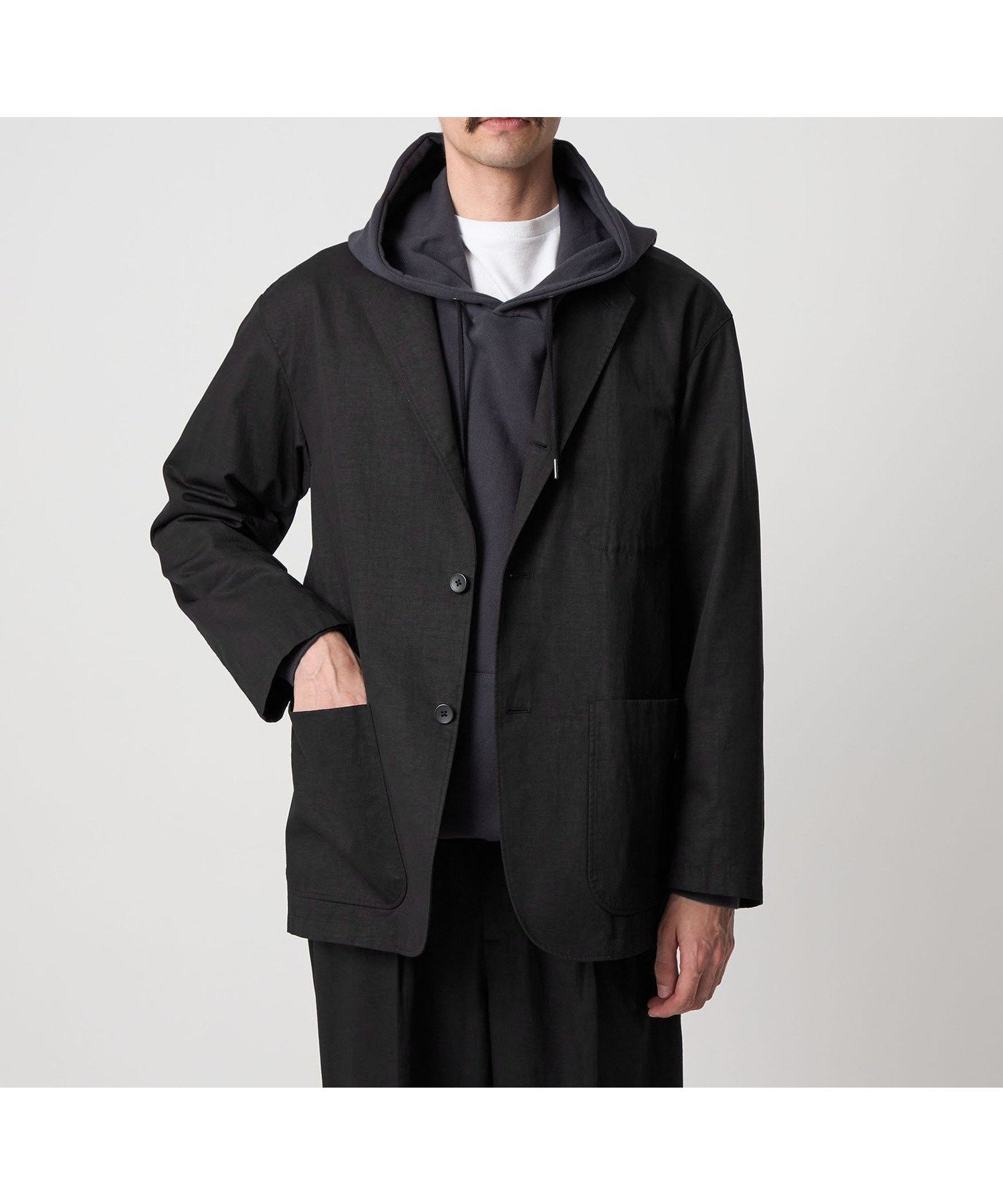 【ビューティ&ユース ユナイテッドアローズ/BEAUTY&YOUTH / UNITED ARROWS / MEN】のSteven Alan コットン/リネン ツイル シングルブレスト 3B ジャケット インテリア・キッズ・メンズ・レディースファッション・服の通販 founy(ファニー) 　ファッション　Fashion　メンズファッション　Fashion for Men　おすすめ　Recommended / Our Picks　アメリカン　American Style　クラシック　Classic, Timeless Style　ジャケット　Jacket, Outerwear　セットアップ　Set-Up, Coordinated Outfit　ツイル　Twist, Twisted Detail　ボックス　Boxy, Box Shape　モダン　Modern, Contemporary　リネン　Linen, Linen Fabric　BLACK|ID: prp329100004731782 ipo3291000000034178702