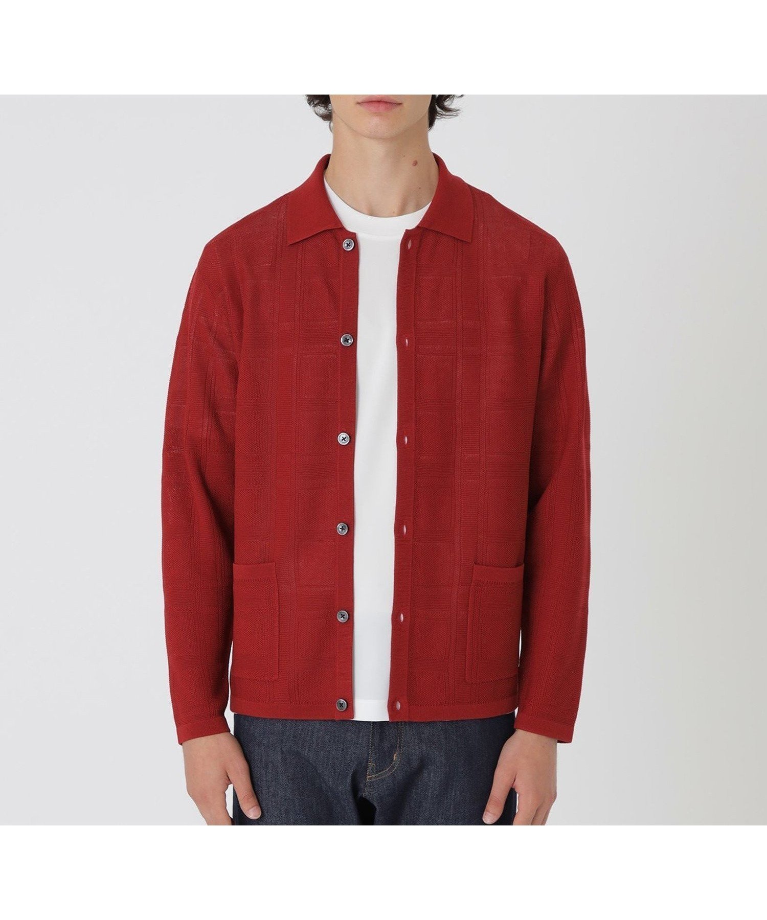 【ブルーレーベル ブラックレーベル クレストブリッジ/BLUE LABEL BLACK LABEL CRESTBRIDGE / MEN】のシアーチェックシャツカーディガン インテリア・キッズ・メンズ・レディースファッション・服の通販 founy(ファニー) 　ファッション　Fashion　メンズファッション　Fashion for Men　カーディガン　Cardigan, Knitwear　シャドー　Shadow, Subtle Pattern　エレガント 上品　Elegant　軽量　Lightweight, Ultra Light　レッド|ID: prp329100004731797 ipo3291000000034178821