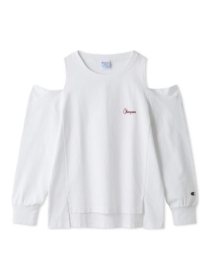 【フレイ アイディー/FRAY I.D】のChampion】オフショルロングTシャツ 人気、トレンドファッション・服の通販 founy(ファニー) 　ファッション　Fashion　レディースファッション　Fashion for Women　トップス・カットソー　Cut & Sew Tops　シャツ・ブラウス・オフィスカジュアル　Elegant Blouses & Button-Ups　ロングTシャツ・Tシャツ　Longline T-Shirts & Tees　春　Spring　カッティング　Cutting Detail　スタイリッシュ　Stylish, Fashionable　スポーティ　Sporty, Casual Athletic　スマート　Smart, Elegant　デニム　Denim, Jeans Material　バランス　Balance, Style Balance　フェミニン　Feminine, Girly　フロント　Front, Front Design　ボトム　Bottoms, Lower Wear　S/S・春夏　SS, Spring/Summer, Warm Season　夏　Summer　 other-1|ID: prp329100004731935 ipo3291000000034180025