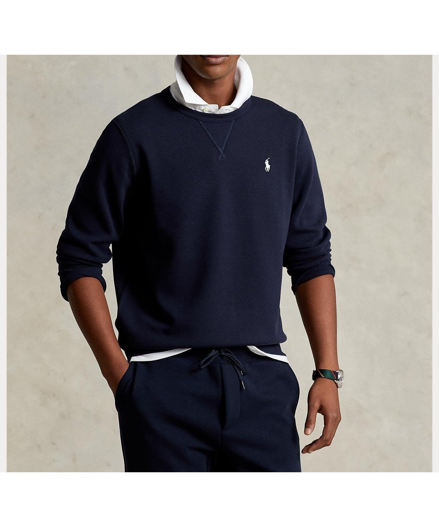 【ラルフローレン/RALPH LAUREN / MEN】のダブルニット スウェットシャツ インテリア・キッズ・メンズ・レディースファッション・服の通販 founy(ファニー) 　ファッション　Fashion　メンズファッション　Fashion for Men　なめらか　Smooth, Silky Texture　セーター　Sweater, Knitwear　ダブル　Double, Double-Breasted　テクスチャー　Texture, Textured Fabric　長袖　Long Sleeve, Full Sleeve　410ネイビー|ID: prp329100004731940 ipo3291000000034180082