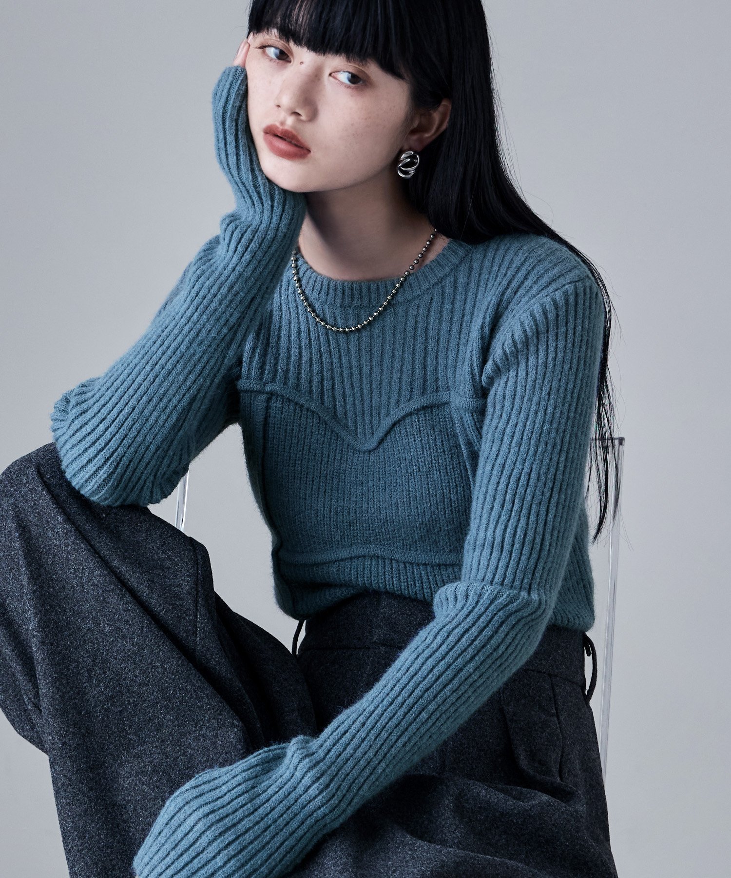 【ビーフラット/bflat】のアルパカタッチビスチェライクリブニット インテリア・キッズ・メンズ・レディースファッション・服の通販 founy(ファニー)  ファッション Fashion レディースファッション Fashion for Women トップス・カットソー Cut & Sew Tops ニット Knit Tops & Sweaters ビスチェ Bustiers & Corset Tops / Layered Bustier Style インナー Innerwear トレンド Trend, Trending Now バランス Balance, Style Balance ビスチェ Bustier, Corset Top フィット Fit, Slim Fit ボトム Bottoms, Lower Wear リブニット Rib Knit, Ribbed Knit ブルー|ID: prp329100004731972 ipo3291000000034341614