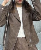 【アズノウアズ プラス/AS KNOW AS plus】のレギュラー フェイクレザーライダースジャケット セットアップ可能 ムラブラウン|ID: prp329100004732072 ipo3291000000034501847