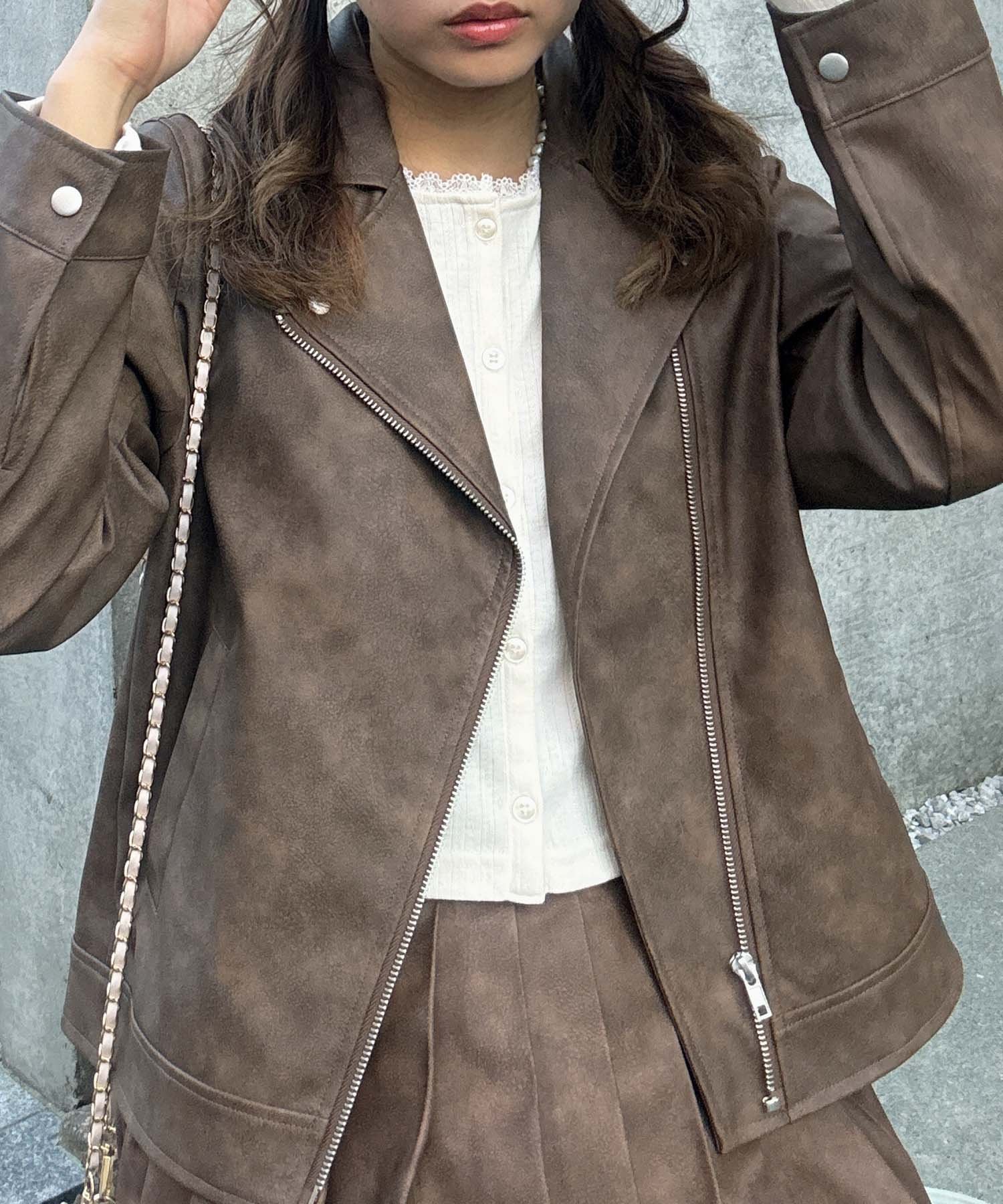 【アズノウアズ プラス/AS KNOW AS plus】のレギュラー フェイクレザーライダースジャケット セットアップ可能 インテリア・キッズ・メンズ・レディースファッション・服の通販 founy(ファニー) 　ファッション　Fashion　レディースファッション　Fashion for Women　アウター　Coat / Outerwear Collection　レディースジャケット・軽アウター　Jackets　ライダースジャケット / レザースタイル　Riders Jackets & Biker Style　シンプル　Simple, Minimal　ジャケット　Jacket, Outerwear　セットアップ　Set-Up, Coordinated Outfit　定番　Standard, Basic Item　ベーシック　Basic, Essential　ライダース　Riders　レギュラー　Regular, Standard Fit　再入荷　Restock / Back in Stock　ムラブラウン|ID: prp329100004732072 ipo3291000000034501847