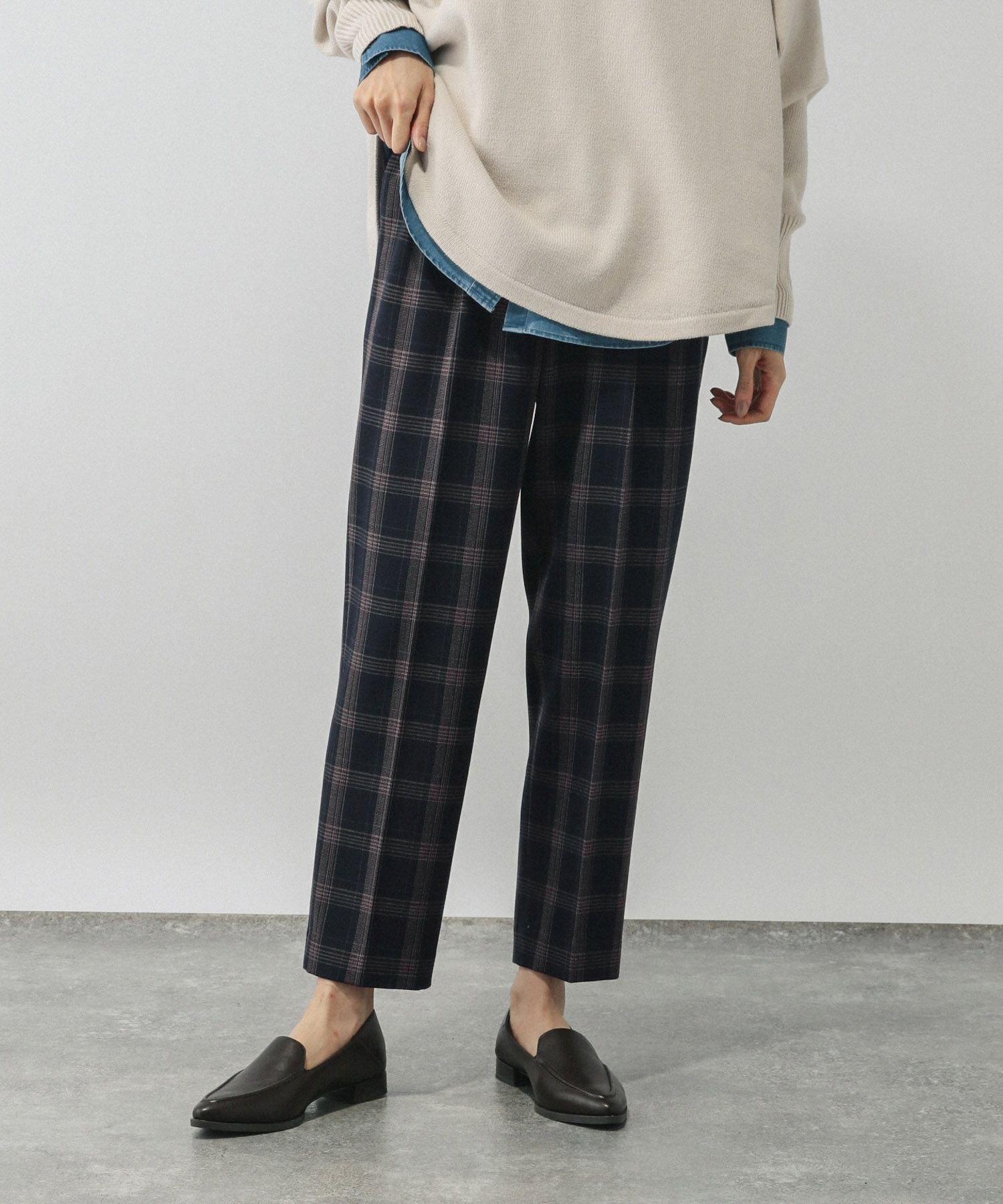 【グローバルワーク/GLOBAL WORK】のあったかウツクシルエットテーパードパンツ/575203 インテリア・キッズ・メンズ・レディースファッション・服の通販 founy(ファニー) 　ファッション　Fashion　レディースファッション　Fashion for Women　パンツ　Pants & Trousers　アクリル　Acrylic Material　カーディガン　Cardigan, Knitwear　ジップ　Zip, Zipper　ジャケット　Jacket, Outerwear　ストレッチ　Stretch, Stretchy Fabric　センター　Center, Center Line　人気　Popular, Best Seller　フラット　Flat, Flat Shoes　フロント　Front, Front Design　ポケット　Pocket, Pocket Detail　リラックス　Relax, Relaxed Fit　おすすめ　Recommended / Our Picks　ネイビーチェック89|ID: prp329100004732077 ipo3291000000034808550