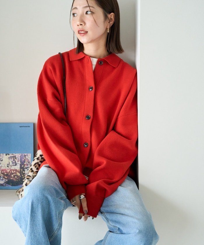 【フリークスストア/FREAK'S STORE】のスウェットライク 襟付き ボタン カーディガン【限定展開】 25AW インテリア・キッズ・メンズ・レディースファッション・服の通販 founy(ファニー) 　ファッション　Fashion　レディースファッション　Fashion for Women　トップス・カットソー　Cut & Sew Tops　カーディガン・羽織り　Layered Style Cardigans　レディースパーカー・カジュアルフーディー　Casual Hoodies & Sweatshirts　スウェット・クルーネックトップス　Sweatshirts & Crewnecks / Relaxed Fit Sweat Tops　2025年　2025　2025-2026秋冬・A/W　Autumn/Winter 2025–26 AW25–26　冬　Winter / This Winter　おすすめ　Recommended / Our Picks　カーディガン　Cardigan, Knitwear　スウェット / スエット　Sweatshirt, Sweatwear　リラックス　Relax, Relaxed Fit　ロング　Long, Long-Length　人気　Popular, Best Seller　A/W・秋冬　Autumn/Winter　レッド|ID: prp329100004732144 ipo3291000000035170735