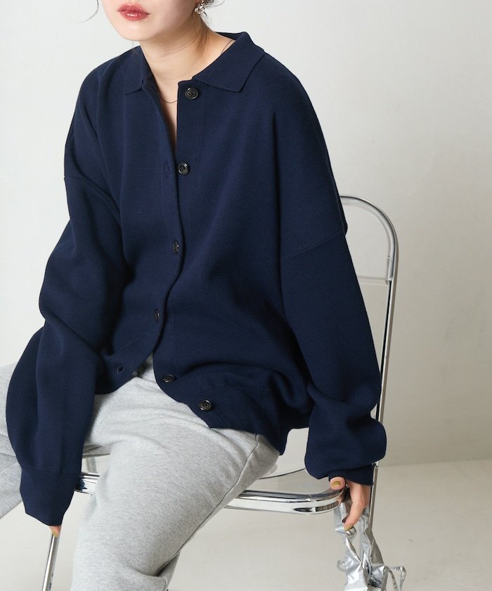 【フリークスストア/FREAK'S STORE】のスウェットライク 襟付き ボタン カーディガン【限定展開】 25AW インテリア・キッズ・メンズ・レディースファッション・服の通販 founy(ファニー) 　ファッション　Fashion　レディースファッション　Fashion for Women　トップス・カットソー　Cut & Sew Tops　カーディガン・羽織り　Layered Style Cardigans　レディースパーカー・カジュアルフーディー　Casual Hoodies & Sweatshirts　スウェット・クルーネックトップス　Sweatshirts & Crewnecks / Relaxed Fit Sweat Tops　2025年　2025　2025-2026秋冬・A/W　Autumn/Winter 2025–26 AW25–26　冬　Winter / This Winter　おすすめ　Recommended / Our Picks　カーディガン　Cardigan, Knitwear　スウェット / スエット　Sweatshirt, Sweatwear　リラックス　Relax, Relaxed Fit　ロング　Long, Long-Length　人気　Popular, Best Seller　A/W・秋冬　Autumn/Winter　ネイビー|ID: prp329100004732144 ipo3291000000035170736