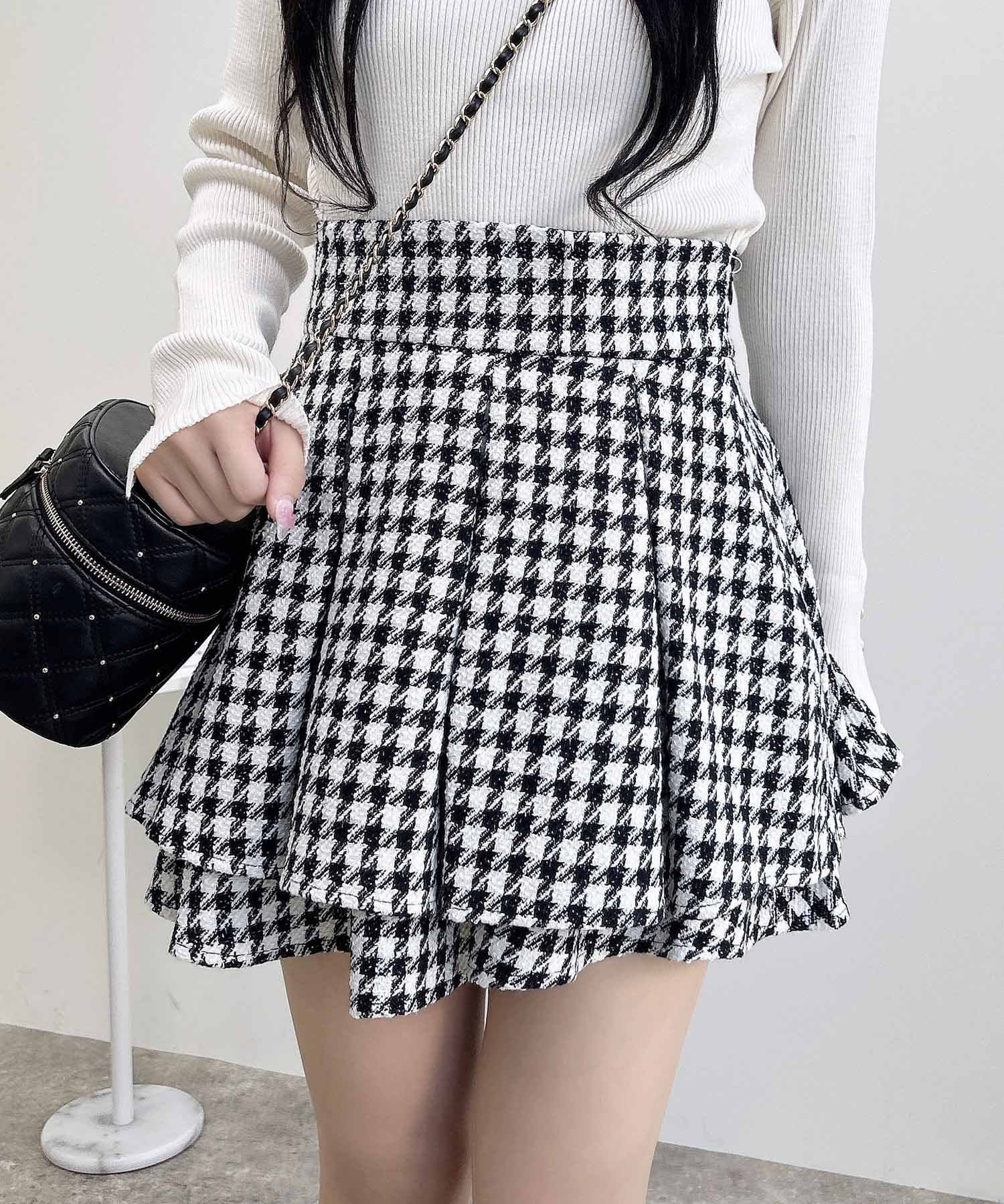 【イング/INGNI】の【WEB限定】ツイードタックミニフレアスカート インテリア・キッズ・メンズ・レディースファッション・服の通販 founy(ファニー) 　ファッション　Fashion　レディースファッション　Fashion for Women　スカート　Skirts　Aライン・フレアスカート　A-Line & Flared Skirts　ガーリー　Girly, Feminine Style　クラシカル　Classical, Vintage-Inspired　サイドジップ　Side Zip, Side Zipper　ショート　Short, Short Length　ダブル　Double, Double-Breasted　ツイード　Twill, Twill Weave　トレンド　Trend, Trending Now　フィット　Fit, Slim Fit　フェミニン　Feminine, Girly　フリル　Frill, Ruffle　フレア　Flare, Flared　ボトム　Bottoms, Lower Wear　ミニスカート　Mini Skirt, Short Skirt　ロング　Long, Long-Length　チドリ|ID: prp329100004732162 ipo3291000000034632157