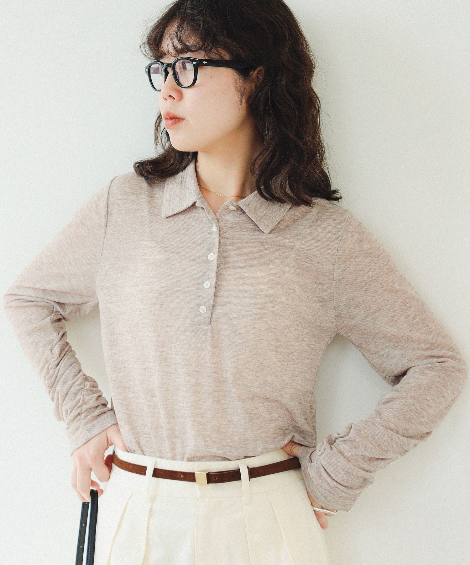 【ビーミングライフストアバイビームス/B:MING LIFE STORE by BEAMS】の【10/30新規値下げ】シアー ポロ ロングスリーブ Tシャツ 25AW 秋まで使える ロングシーズン インテリア・キッズ・メンズ・レディースファッション・服の通販 founy(ファニー) 　ファッション　Fashion　レディースファッション　Fashion for Women　トップス・カットソー　Cut & Sew Tops　シャツ・ブラウス・オフィスカジュアル　Elegant Blouses & Button-Ups　ロングTシャツ・Tシャツ　Longline T-Shirts & Tees　秋　Autumn　シアー　Sheer, See-Through　シャーリング　Shirring, Ruched　シンプル　Simple, Minimal　スリーブ　Sleeve, Long Sleeve / Short Sleeve　デニム　Denim, Jeans Material　トレンド　Trend, Trending Now　フロント　Front, Front Design　ロング　Long, Long-Length　再入荷　Restock / Back in Stock　おすすめ　Recommended / Our Picks　2025年　2025　2025-2026秋冬・A/W　Autumn/Winter 2025–26 AW25–26　BEIGE|ID: prp329100004732253 ipo3291000000034403980