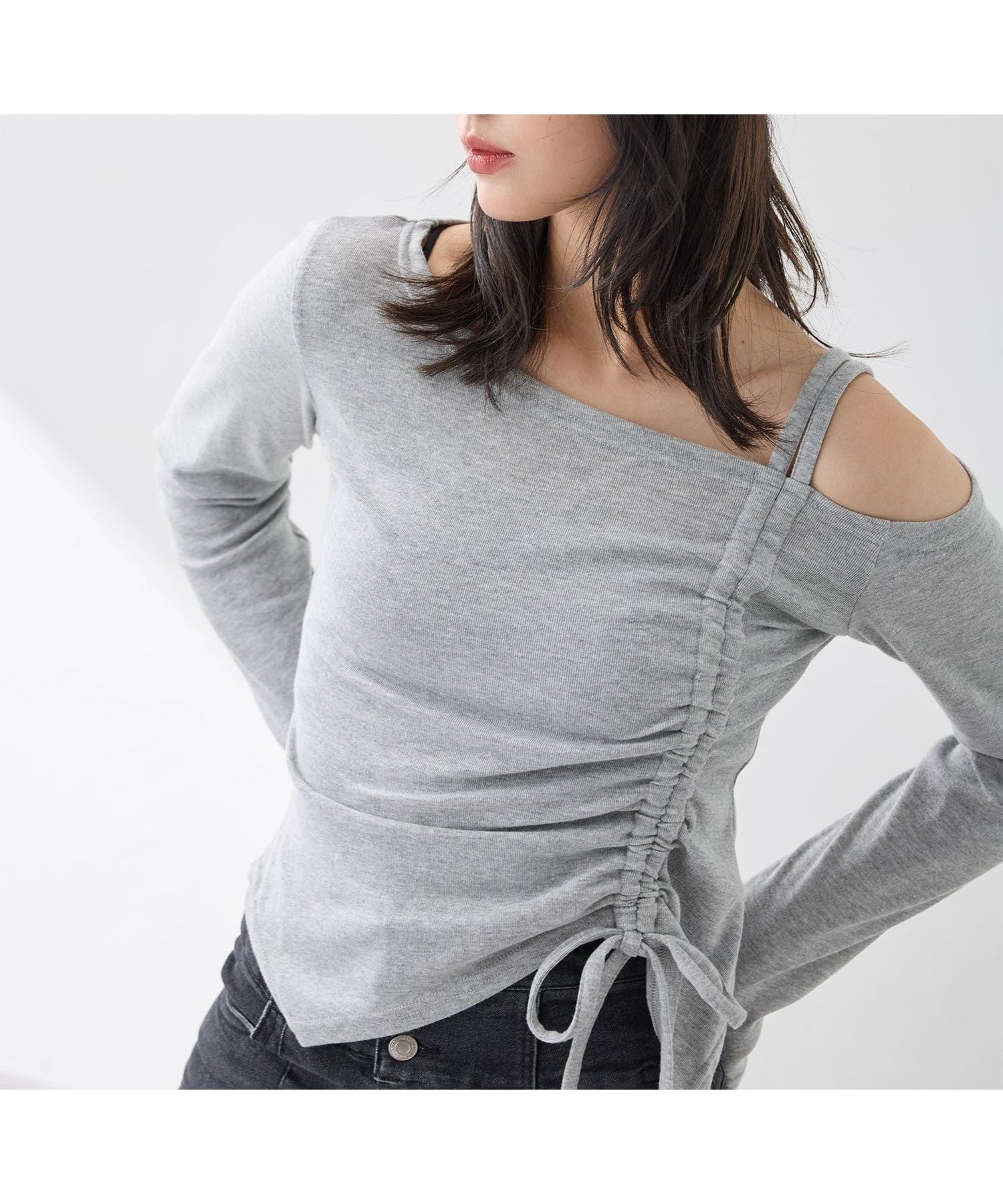 【イング/INGNI】の【WEB限定】アシメドロストカットソー インテリア・キッズ・メンズ・レディースファッション・服の通販 founy(ファニー) 　ファッション　Fashion　レディースファッション　Fashion for Women　トップス・カットソー　Cut & Sew Tops　カットソー・ベーシックTシャツ　Cut-and-Sewn Tops / Stretch Tees & Basics　おすすめ　Recommended / Our Picks　アシンメトリー　Asymmetrical Style　カットソー　Cut and Sewn Top　カーゴパンツ　Cargo Pants, Utility Pants　シンプル　Simple, Minimal　デニム　Denim, Jeans Material　フィット　Fit, Slim Fit　ボトム　Bottoms, Lower Wear　グレー|ID: prp329100004732266 ipo3291000000034182470