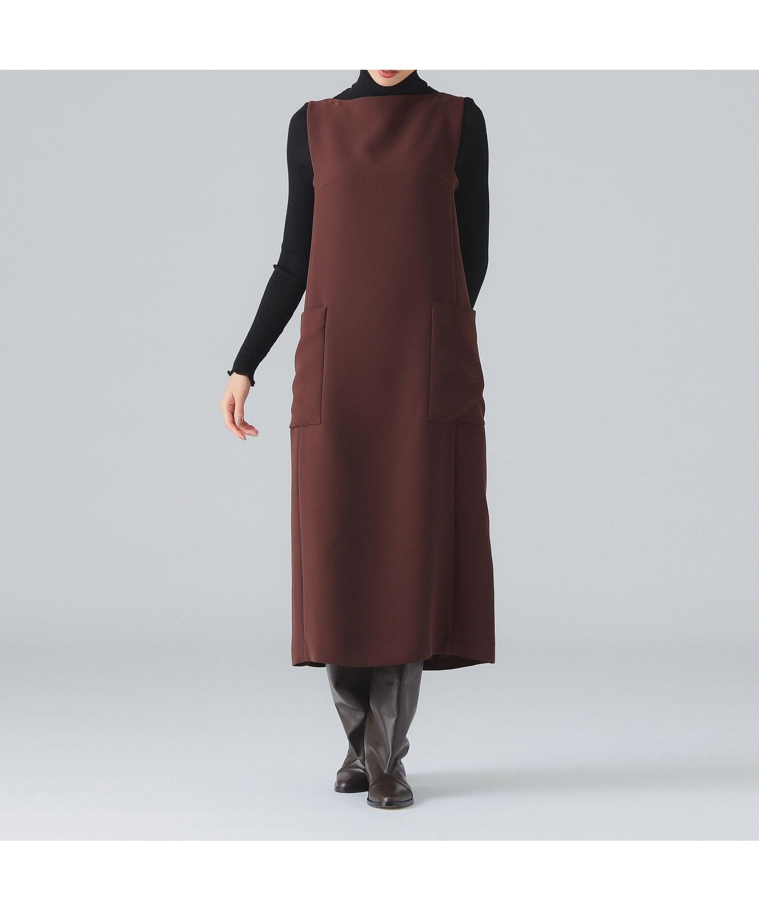 【デミルクス ビームス/Demi-Luxe BEAMS】のボートネック ワンピース インテリア・キッズ・メンズ・レディースファッション・服の通販 founy(ファニー)  ファッション Fashion レディースファッション Fashion for Women ワンピース Dresses おすすめ Recommended / Our Picks インナー Innerwear シューズ Shoes, Footwear タートルネック Turtleneck, High Neck フェミニン Feminine, Girly フラット Flat, Flat Shoes ポケット Pocket, Pocket Detail ロング Long, Long-Length エレガント 上品 Elegant BROWN|ID: prp329100004732346 ipo3291000000034182945