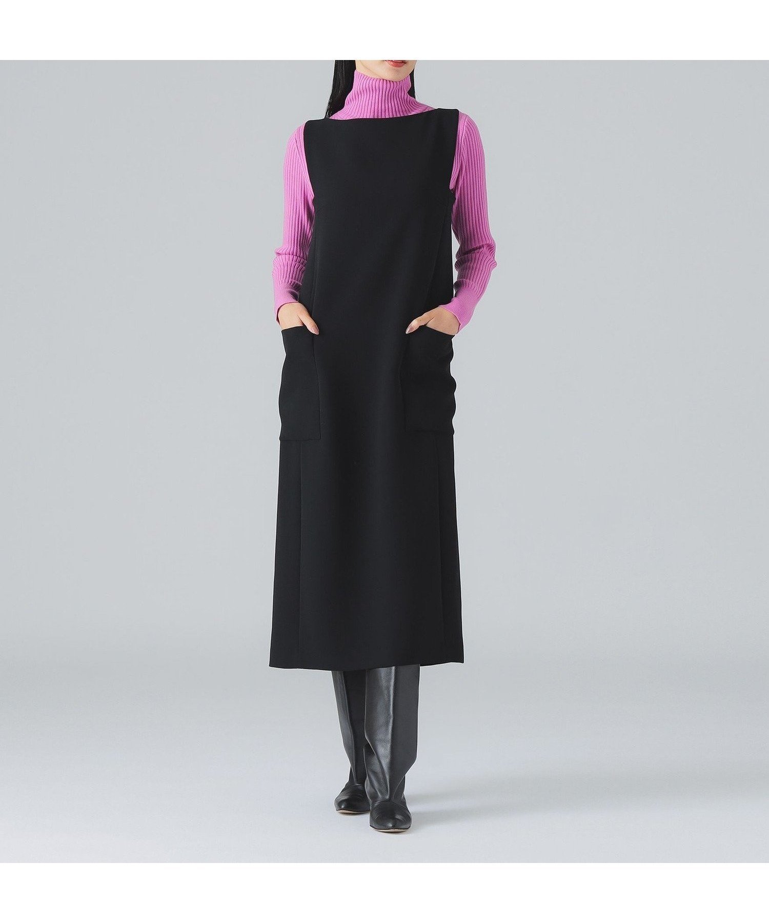 【デミルクス ビームス/Demi-Luxe BEAMS】のボートネック ワンピース インテリア・キッズ・メンズ・レディースファッション・服の通販 founy(ファニー)  ファッション Fashion レディースファッション Fashion for Women ワンピース Dresses おすすめ Recommended / Our Picks インナー Innerwear シューズ Shoes, Footwear タートルネック Turtleneck, High Neck フェミニン Feminine, Girly フラット Flat, Flat Shoes ポケット Pocket, Pocket Detail ロング Long, Long-Length エレガント 上品 Elegant BLACK|ID: prp329100004732346 ipo3291000000034182946