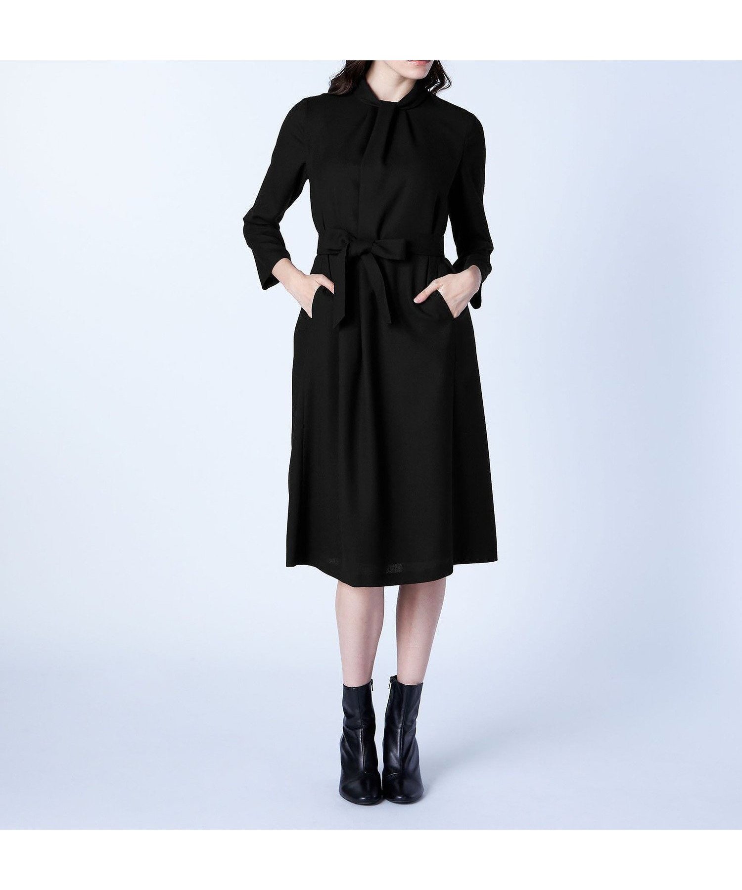 【スキャパ/SCAPA】のイージージョーゼットワンピース インテリア・キッズ・メンズ・レディースファッション・服の通販 founy(ファニー) 　ファッション　Fashion　レディースファッション　Fashion for Women　ワンピース　Dresses　エレガント 上品　Elegant　スタイリッシュ　Stylish, Fashionable　長袖　Long Sleeve, Full Sleeve　ブラック|ID: prp329100004732352 ipo3291000000034182970
