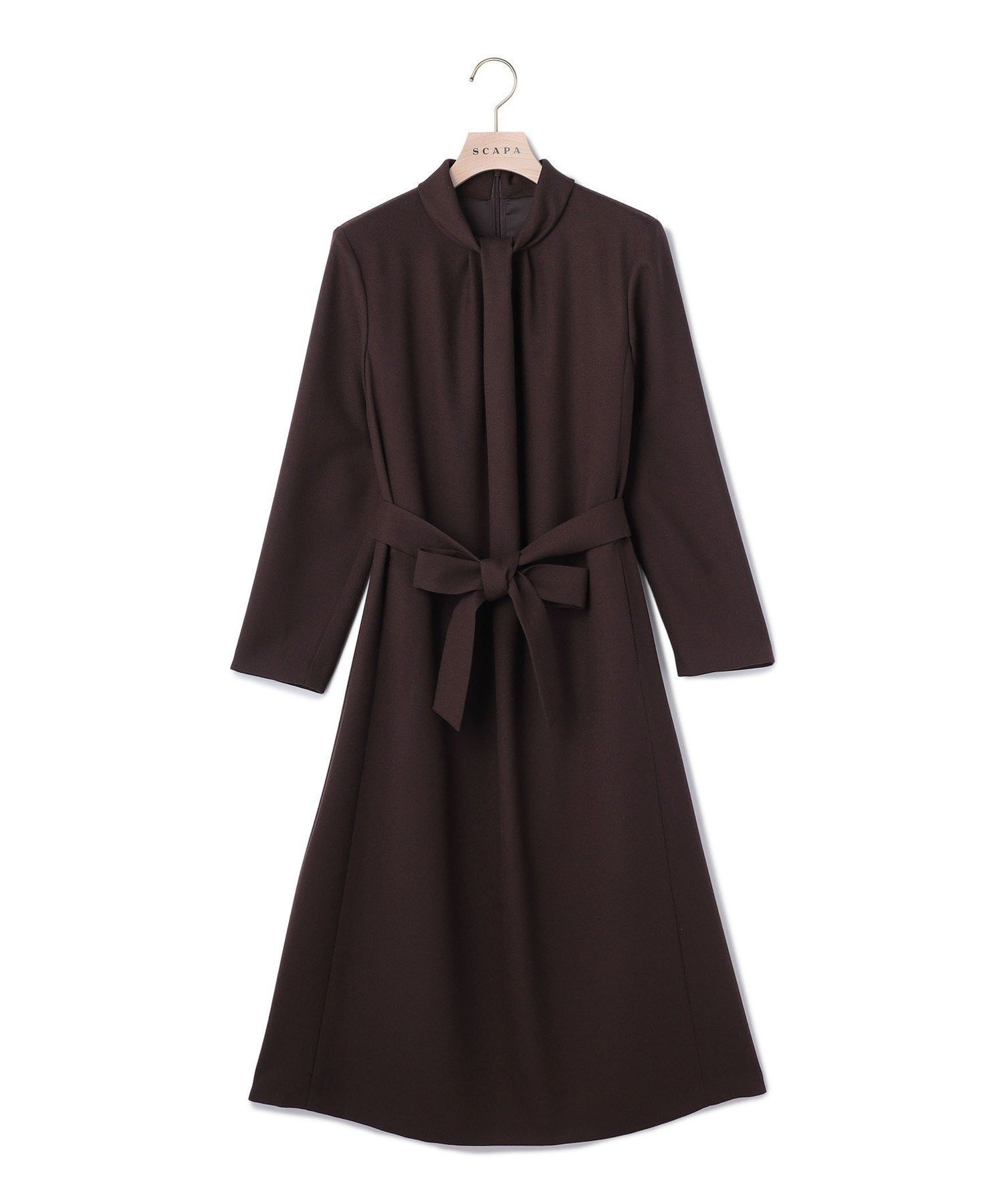 【スキャパ/SCAPA】のイージージョーゼットワンピース インテリア・キッズ・メンズ・レディースファッション・服の通販 founy(ファニー) 　ファッション　Fashion　レディースファッション　Fashion for Women　ワンピース　Dresses　エレガント 上品　Elegant　スタイリッシュ　Stylish, Fashionable　長袖　Long Sleeve, Full Sleeve　ダークブラウン|ID: prp329100004732352 ipo3291000000034182971