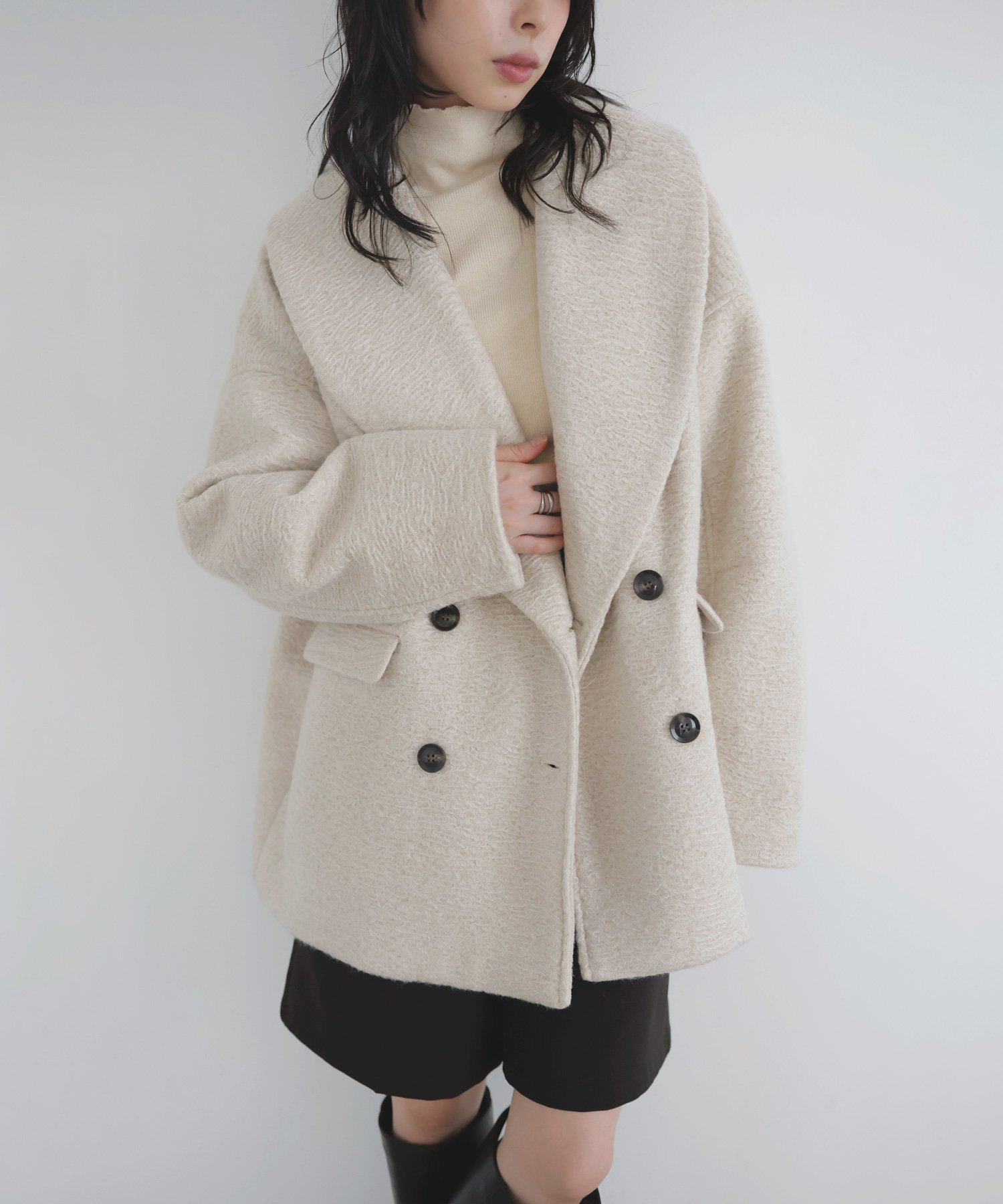 【リアン/Lian】のショールカラーカールシャギーコート インテリア・キッズ・メンズ・レディースファッション・服の通販 founy(ファニー) 　ファッション　Fashion　レディースファッション　Fashion for Women　アウター　Coat / Outerwear Collection　コート・ロングコート・ピーコート　Long Coats, Peacoats & More　ショール　Shawl, Wrap　フェミニン　Feminine, Girly　ミドル　Middle Length, Mid Height　アイボリー|ID: prp329100004732364 ipo3291000000034947285