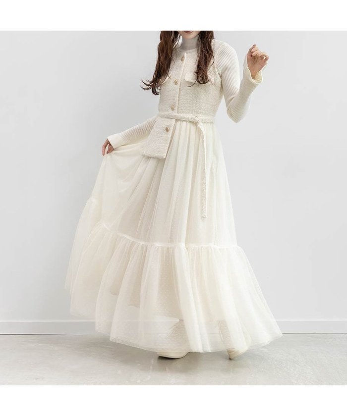 【ランダ/RANDA】のチュールレイヤードワンピース インテリア・キッズ・メンズ・レディースファッション・服の通販 founy(ファニー) https://founy.com/ ファッション Fashion レディースファッション Fashion for Women ワンピース Dresses カーディガン Cardigan, Knitwear クラシカル Classical, Vintage-Inspired クラシック Classic, Timeless Style 切替 Switching, Contrast Panel ショート Short, Short Length ジャケット Jacket, Outerwear スニーカー Sneakers, Trainers チュール Tulip, Tulip Motif ツイード Twill, Twill Weave ドッキング Docking, Mixed Material フェミニン Feminine, Girly リュクス Luxury, Elegant, High-End, Chic ロング Long, Long-Length A/W・秋冬 Autumn/Winter おすすめ Recommended / Our Picks エレガント 上品 Elegant 結婚式 Wedding 二次会 After Party |ID: prp329100004732386 ipo3291000000034183134