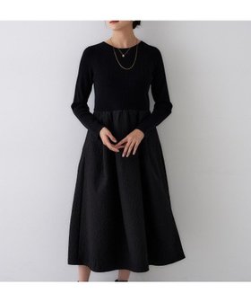 【アンタイトル/UNTITLED】の【大人フェミニン/トレンド】ニット*ジャカード ドッキングワンピース 人気、トレンドファッション・服の通販 founy(ファニー) ファッション Fashion レディースファッション Fashion for Women ワンピース Dresses イヤリング Earrings ショート Short, Short Length シンプル Simple, Minimal ジャカード/ジャガード Jacquard, Woven Pattern ストレッチ Stretch, Stretchy Fabric スマート Smart, Elegant トレンド Trend, Trending Now ドッキング Docking, Mixed Material ネックレス Necklace, Pendant Necklace パール Pearl, Pearl Accent フィット Fit, Slim Fit フェミニン Feminine, Girly ポケット Pocket, Pocket Detail モノトーン Monotone, Black and White リブニット Rib Knit, Ribbed Knit エレガント 上品 Elegant |ID:prp329100004732409