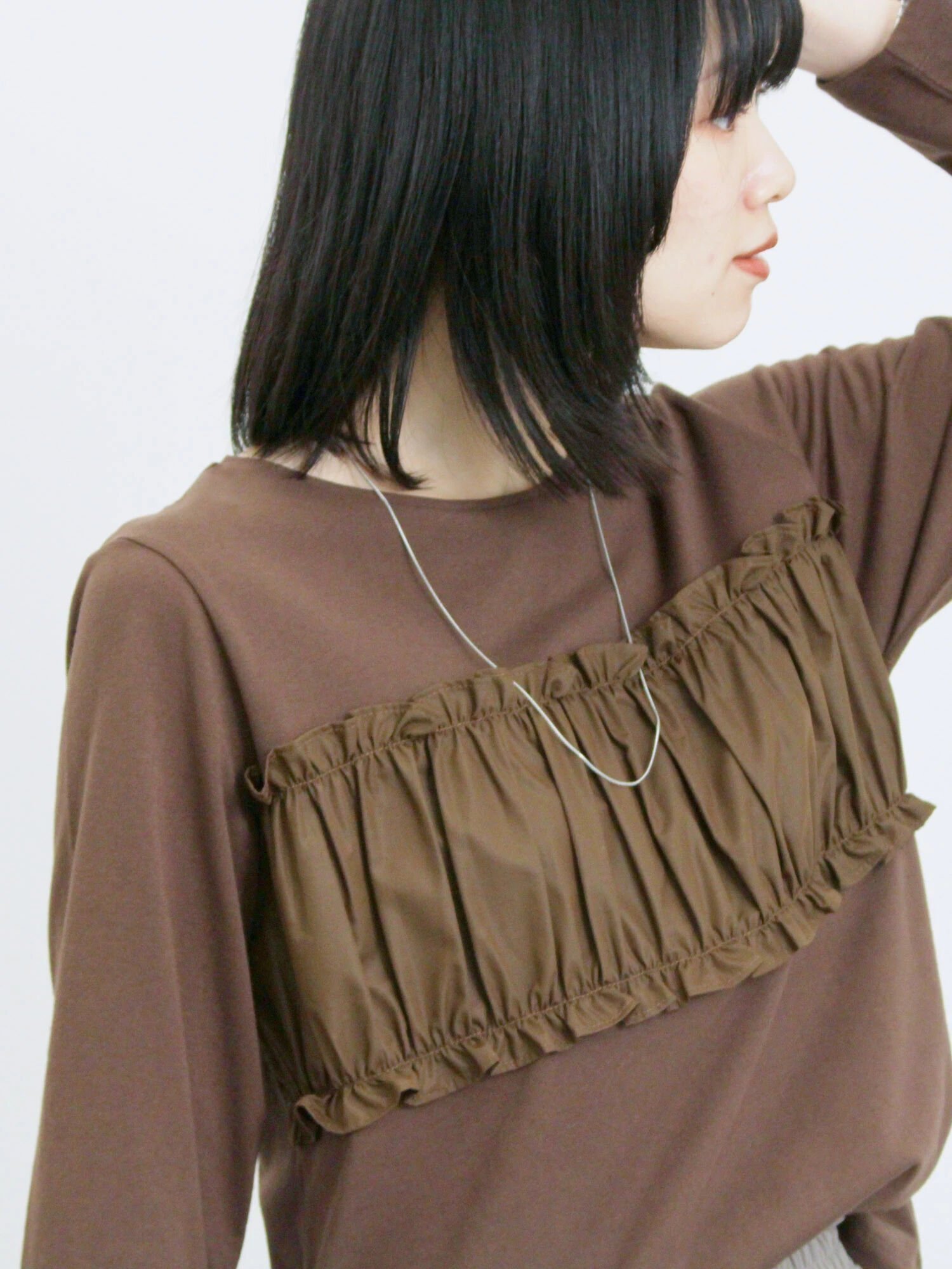 【サマンサモスモス/Samansa Mos2】のビスチェドッキングカットソー インテリア・キッズ・メンズ・レディースファッション・服の通販 founy(ファニー) 　ファッション　Fashion　レディースファッション　Fashion for Women　トップス・カットソー　Cut & Sew Tops　カットソー・ベーシックTシャツ　Cut-and-Sewn Tops / Stretch Tees & Basics　ビスチェ　Bustiers & Corset Tops / Layered Bustier Style　おすすめ　Recommended / Our Picks　カットソー　Cut and Sewn Top　スリット　Slit, Slit Detail　ビスチェ　Bustier, Corset Top　リラックス　Relax, Relaxed Fit　ブラウン|ID: prp329100004732433 ipo3291000000034288672