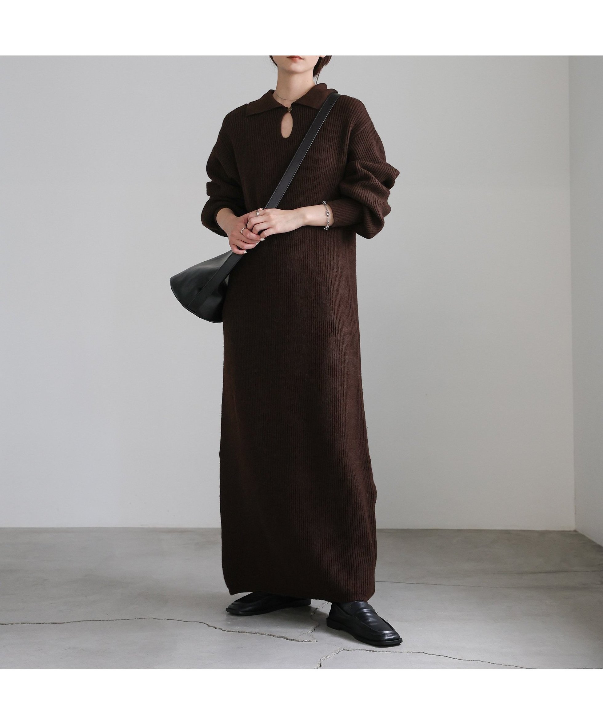 【セレクトモカ/SELECT MOCA】のポロカラーニットワンピース 人気、トレンドファッション・服の通販 founy(ファニー) 　ファッション　Fashion　レディースファッション　Fashion for Women　ワンピース　Dresses　ニットワンピース　Knit Dresses　洗える　Machine Washable　A/W・秋冬　Autumn/Winter　 other-1|ID: prp329100004732464 ipo3291000000034183429