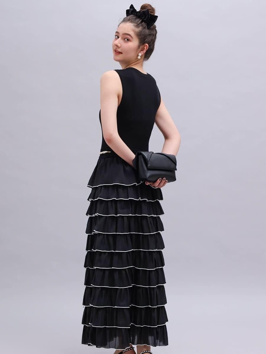 【ラシュッド/LASUD】のティアードパイピング切替ドレス インテリア・キッズ・メンズ・レディースファッション・服の通販 founy(ファニー) 　ファッション　Fashion　レディースファッション　Fashion for Women　ワンピース　Dresses　フォーマル・パーティードレス・結婚式用ドレス　Elegant & Casual Dresses　オケージョン　Occasion Wear　シフォン　Chiffon, Lightweight Fabric　ドレス　Dress, One-Piece　パイピング　Piping, Trim Design　切替　Switching, Contrast Panel　マルチ|ID: prp329100004732492 ipo3291000000035179149