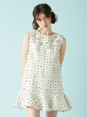 【リリーブラウン/Lily Brown】のL.B CANDY STOCK ツイードビジューAラインミニワンピース 人気、トレンドファッション・服の通販 founy(ファニー) ファッション Fashion レディースファッション Fashion for Women ワンピース Dresses おすすめ Recommended / Our Picks ジャケット Jacket, Outerwear スマート Smart, Elegant ツイード Twill, Twill Weave ビジュー Bijou, Jewel-like Accent フリル Frill, Ruffle |ID:prp329100004732494